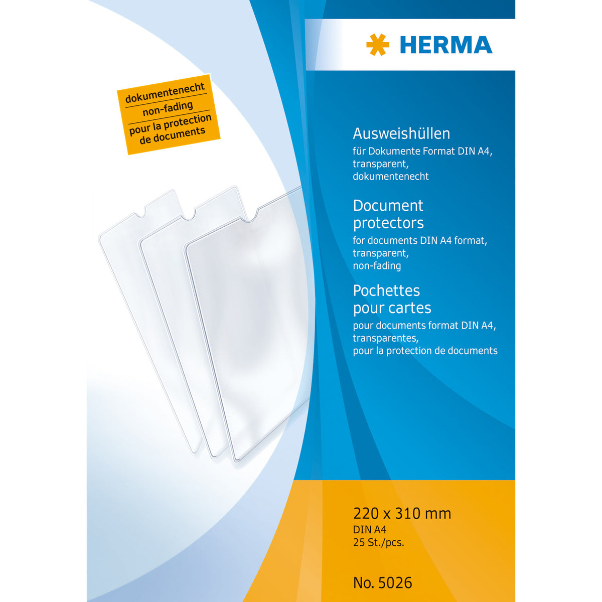 HERMA Sichthülle A4, transparent, 140 µm, 1 Fach – 25 Stück