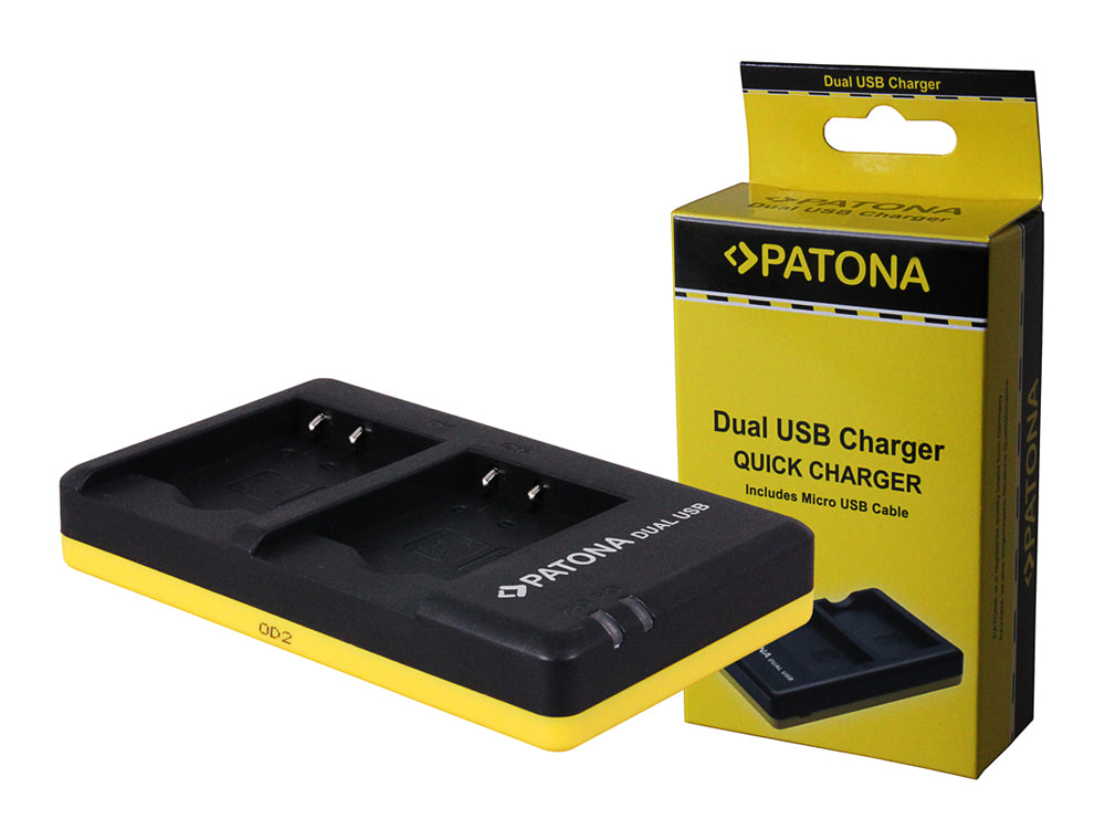PATONA Dual-Ladegerät – 3,07 W, LED-Anzeige, Überlastschutz – für Sony Cybershot DSC-W310, DSC-W320, DSC-W350
