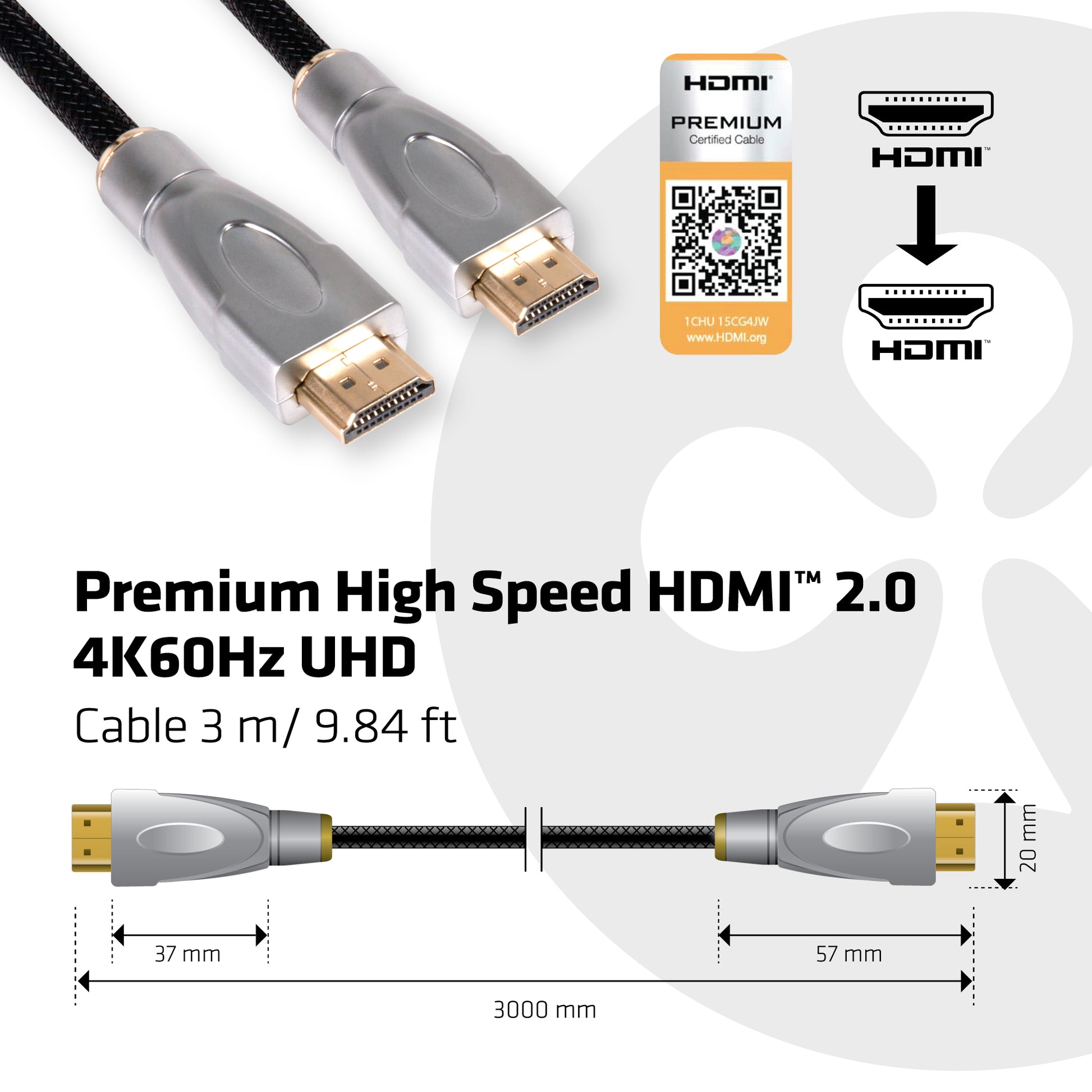 CLUB3D Club 3D HDMI-Kabel, Schwarz, Silber, 1 Stück