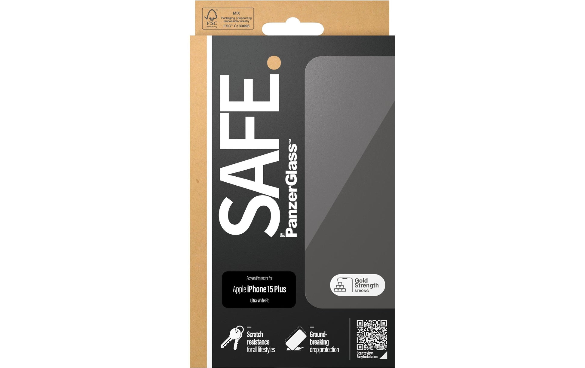PanzerGlass Displayschutzglas – für Apple iPhone 15 Plus – Ultra-Wide Fit, kratzresistent, stossfest, Hartglas