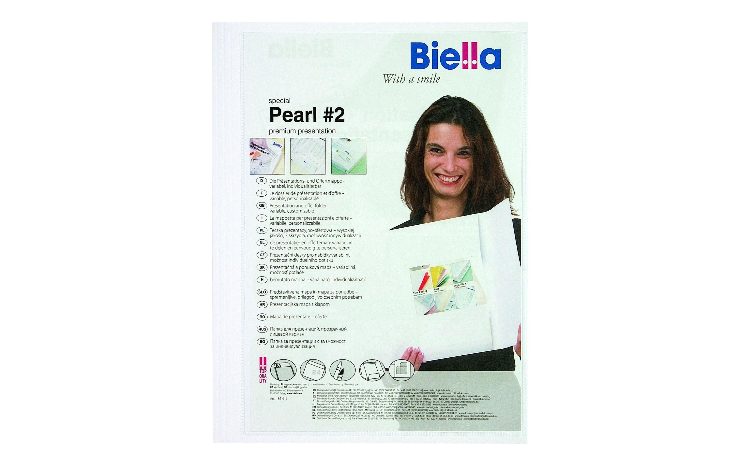 Biella Präsentations- und Offertmappe – Pearl, A4, Weiss mit Sichttasche