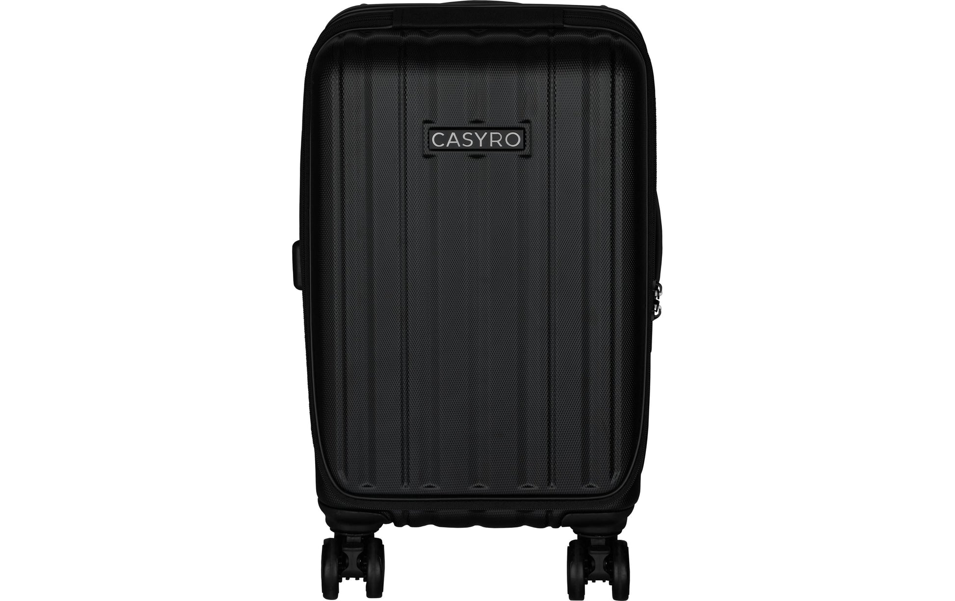 Casyro Stand-Up S – Trolley Hartschale, 45 l, Handgepäck geeignet, 4 Rollen, TSA-Schloss, PC, Schwarz, 34 × 55