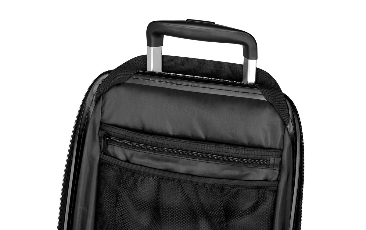 Casyro Stand-Up S – Trolley Hartschale, 45 l, Handgepäck geeignet, 4 Rollen, TSA-Schloss, PC, Schwarz, 34 × 55