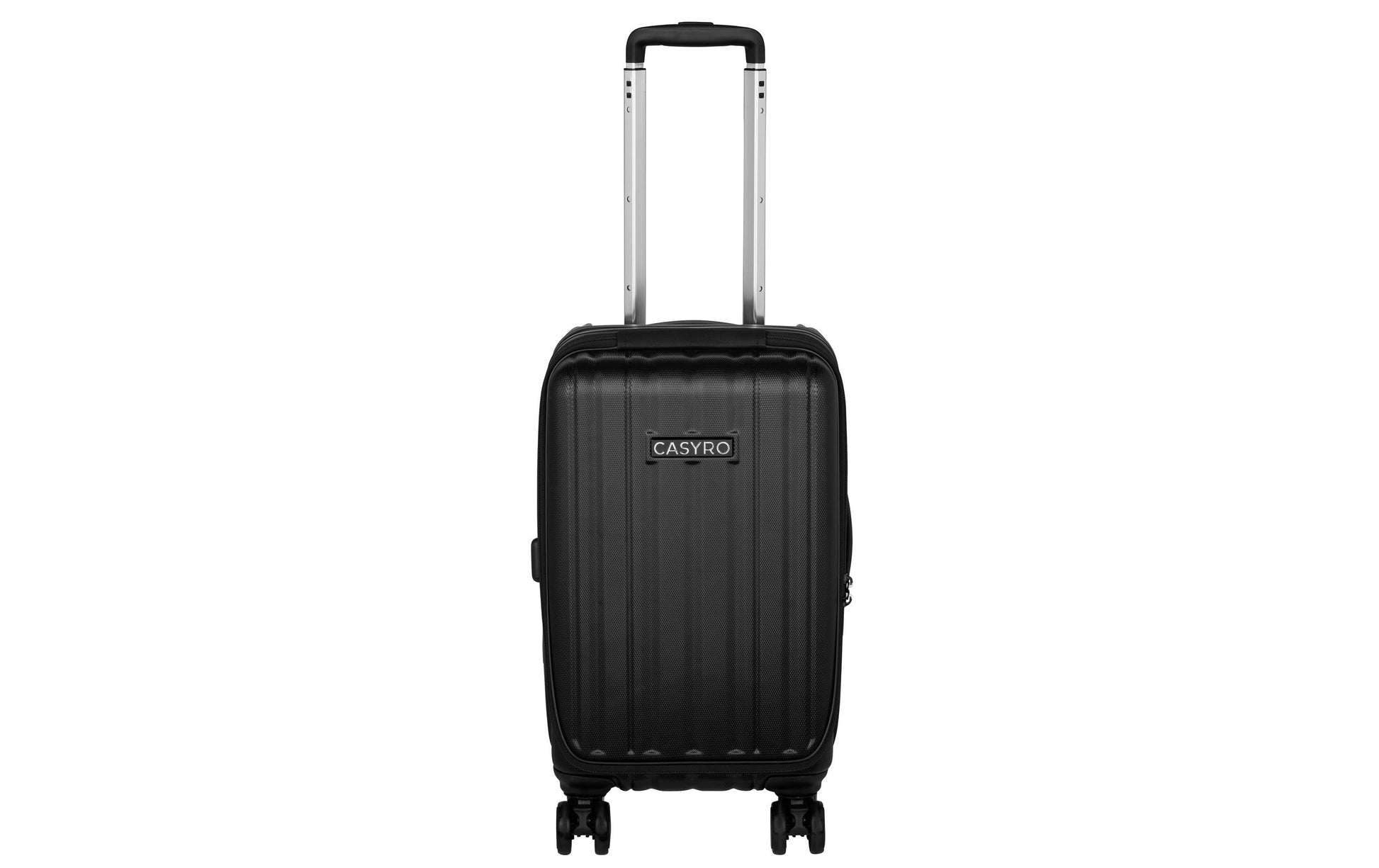 Casyro Stand-Up S – Trolley Hartschale, 45 l, Handgepäck geeignet, 4 Rollen, TSA-Schloss, PC, Schwarz, 34 × 55