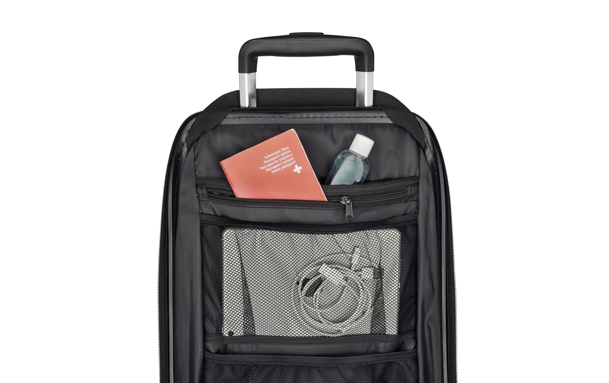 Casyro Stand-Up S – Trolley Hartschale, 45 l, Handgepäck geeignet, 4 Rollen, TSA-Schloss, PC, Schwarz, 34 × 55