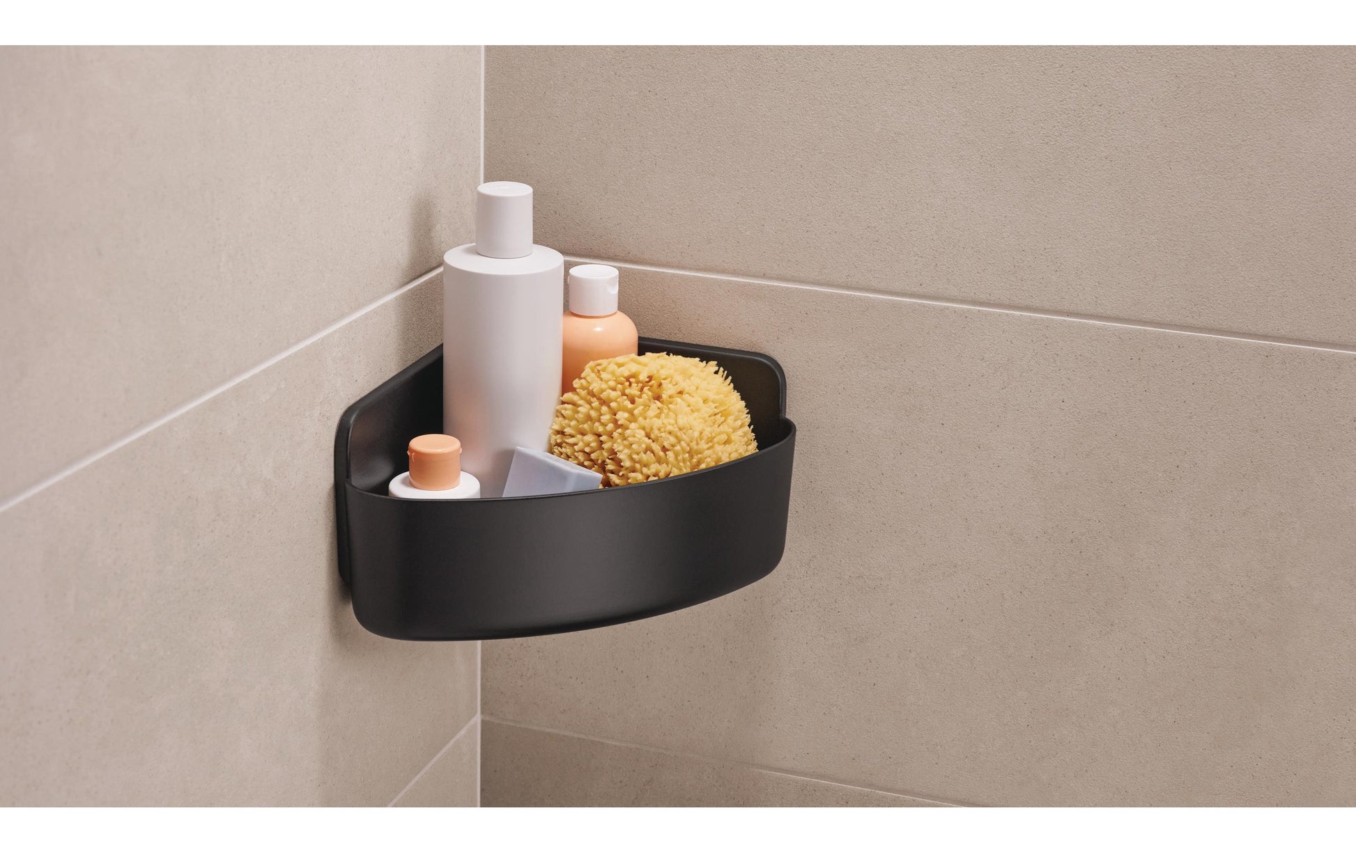 TESA Seifenhalter (Wand) LAVAA – ABS, Wandmontiert, 17,5×17,5×12 cm, Schwarz