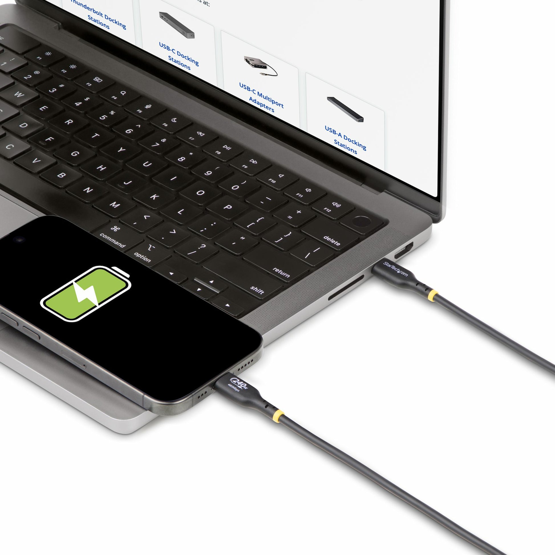 StarTech.com USB-C auf USB-C Kabel – USB 2.0 (480 Mbit/s) – 4 m – PD 240 W – TPE-Mantel – Schwarz