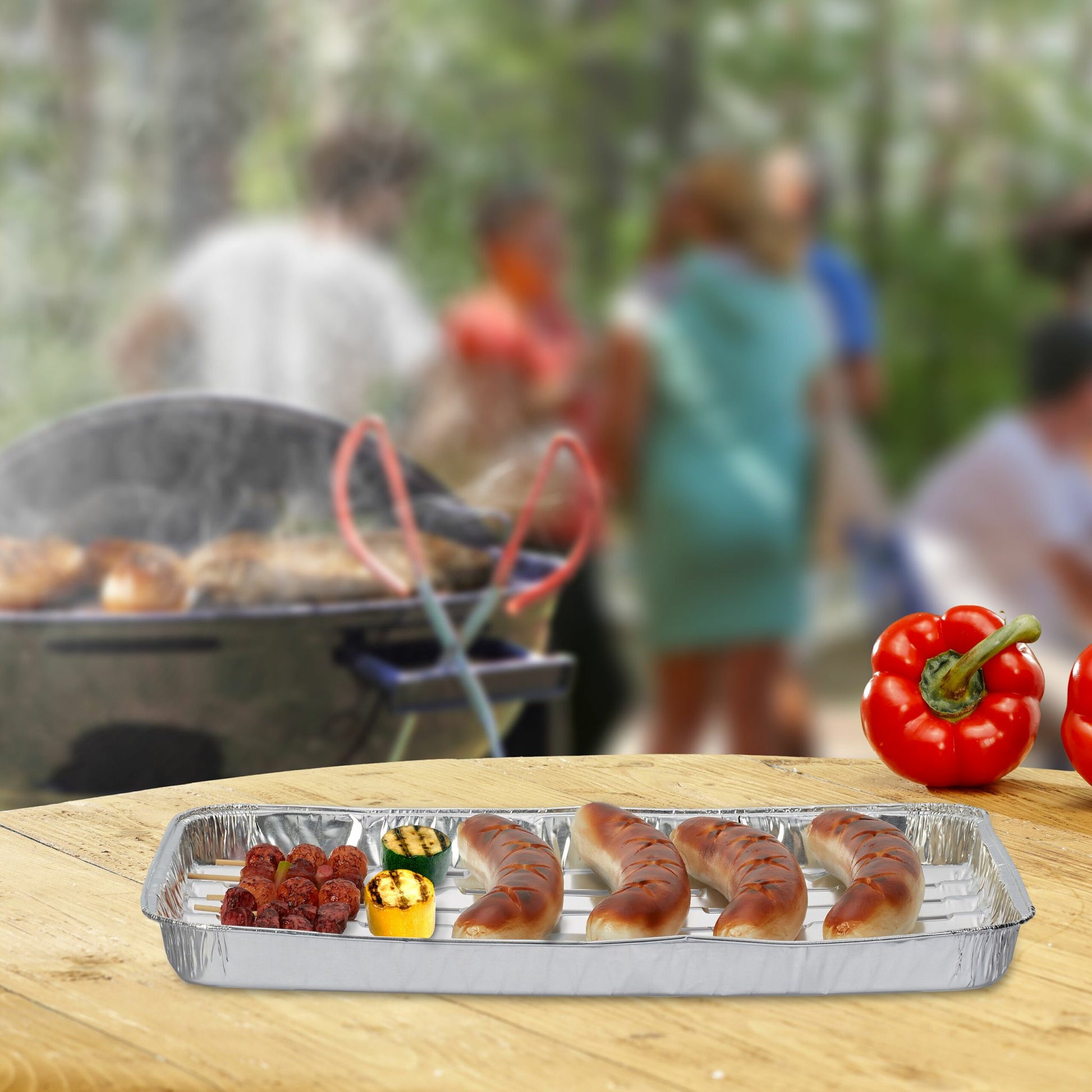 Relaxdays Grillschale 34 × 22 × 3 cm, Aluminium, 40 Stk., silber