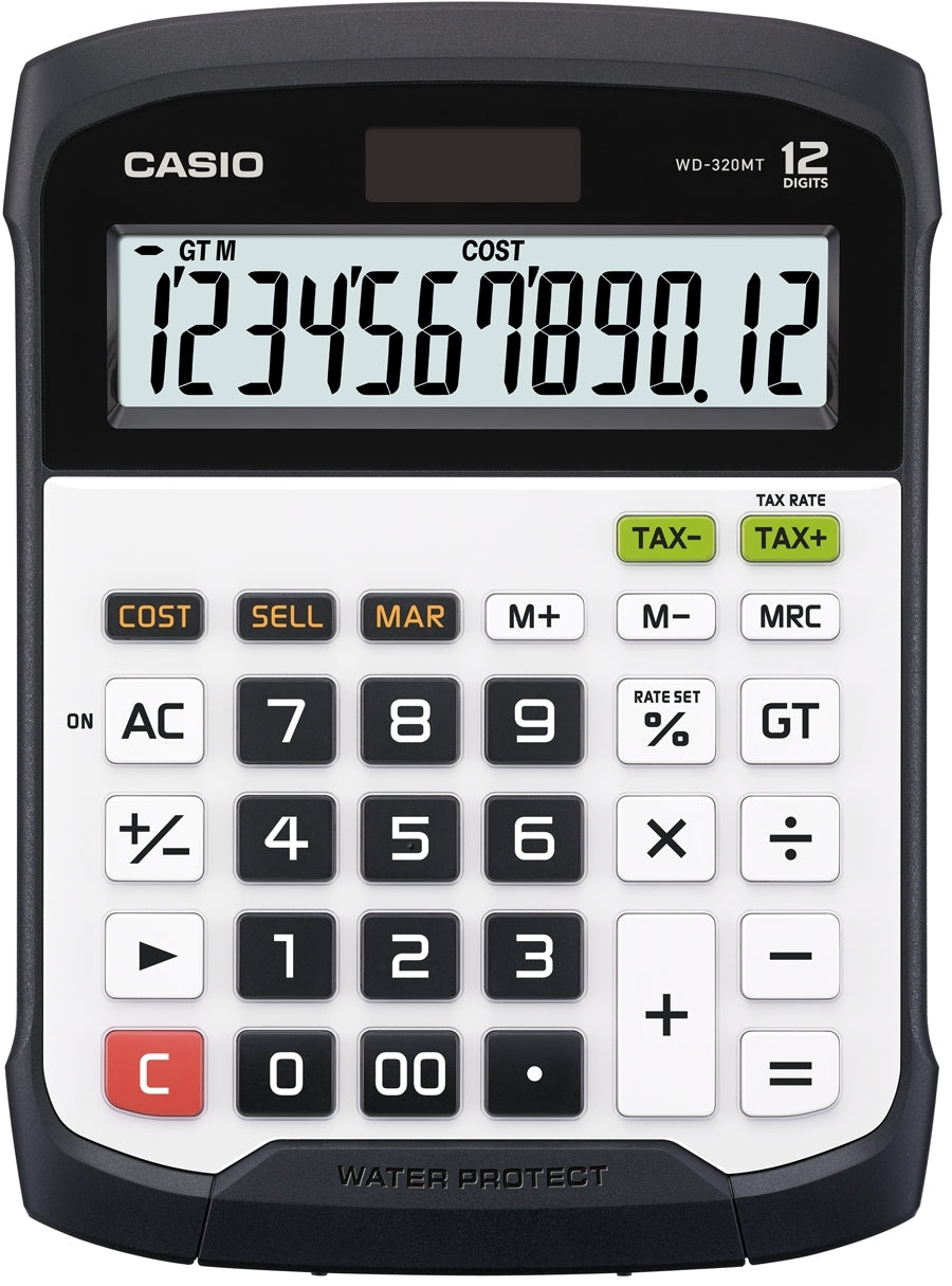 Casio Finanzrechner WD-320MT – 12-stellig – Solar/Batterie – Schwarz/Weiss