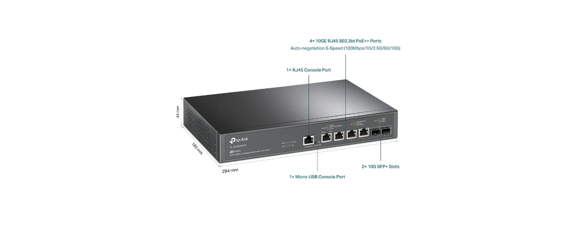 TP-Link SX3206HPP – Managed Switch – 4×10G, 2×SFP+, L2+, PoE++ 200 W, 1U