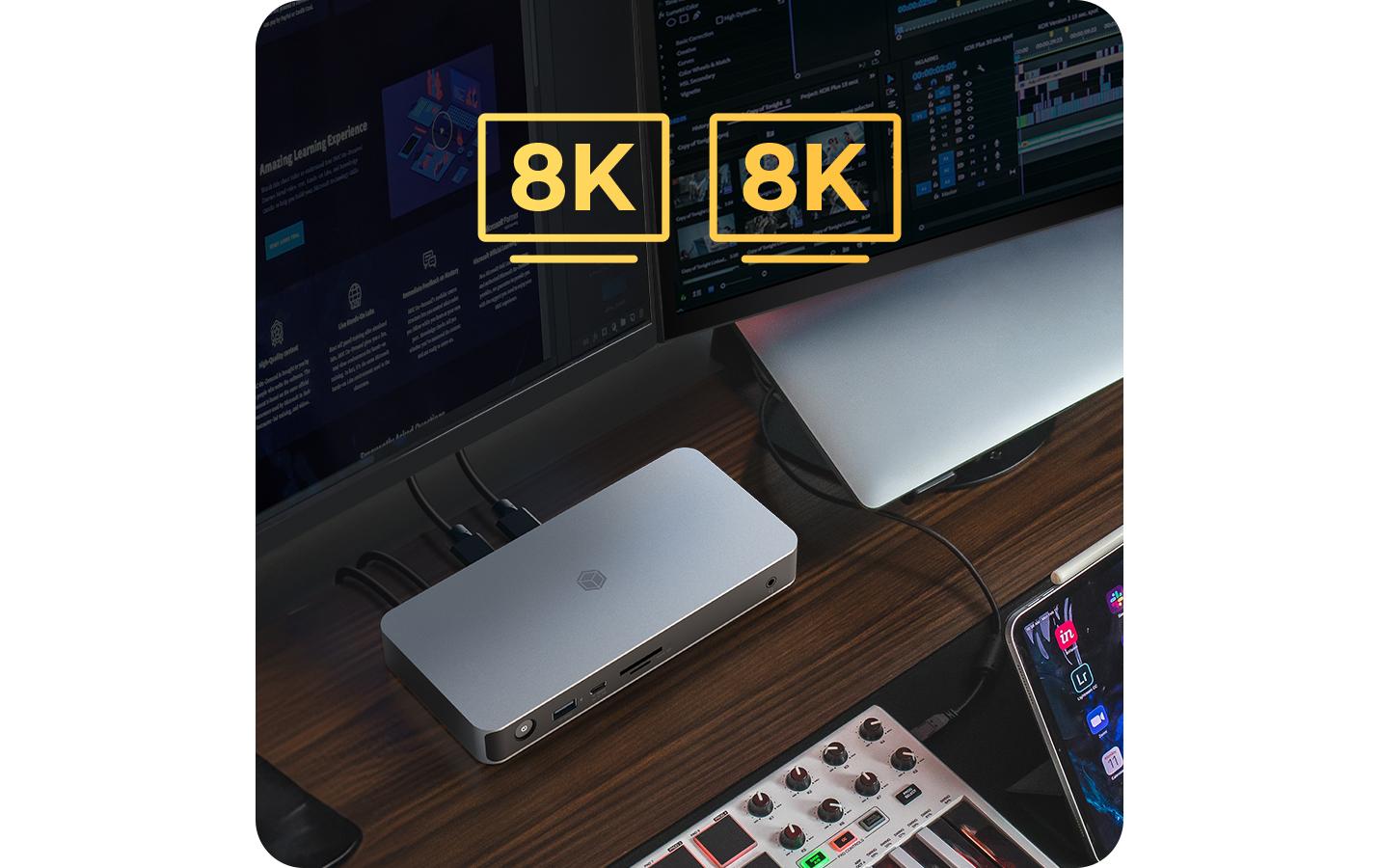 ICY BOX IB-DK2880-C41 Dockingstation – USB4, 2× HDMI, 3× USB-A, 1× USB-C, 100 W PD, 2.5GbE, 3,5 mm Audio