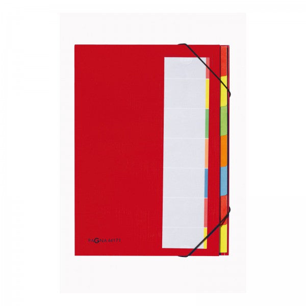 Pagna Fächermappe A4 – 7 Fächer, Gummiband, Karton, Rot
