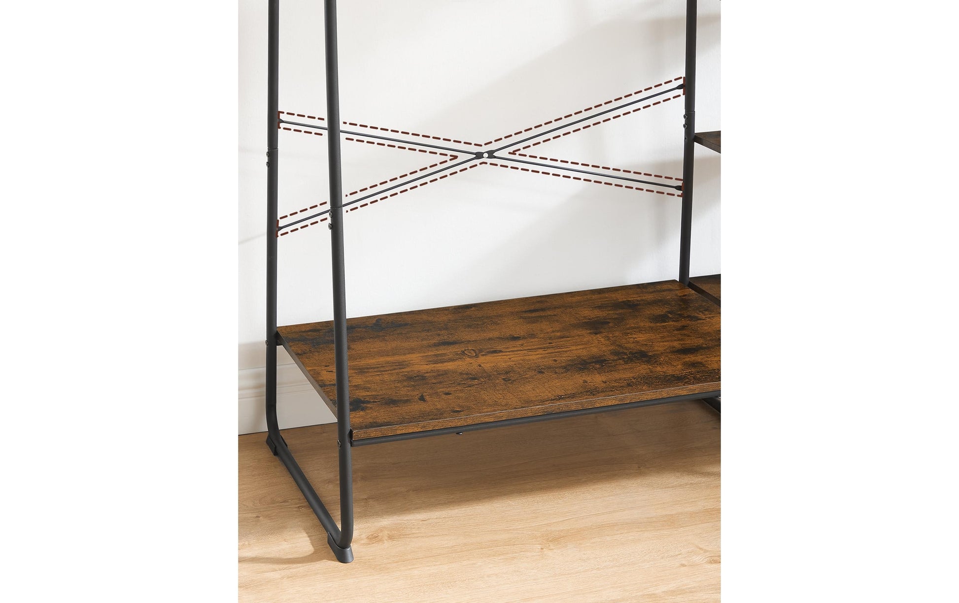 Vasagle Kleiderständer – 5 Ebenen, Stahl/Spanplatte, Schwarz/Braun, 120 × 45 × 160 cm, Traglast 220 kg