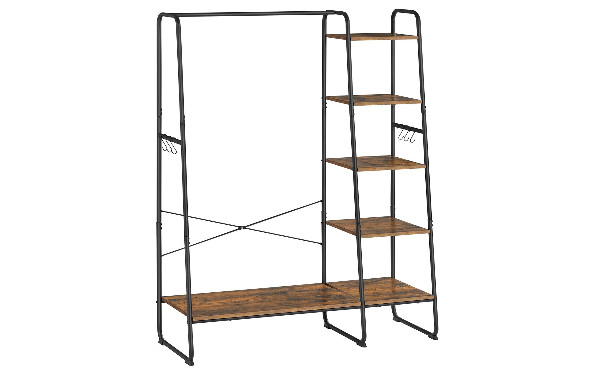 Vasagle Kleiderständer – 5 Ebenen, Stahl/Spanplatte, Schwarz/Braun, 120 × 45 × 160 cm, Traglast 220 kg