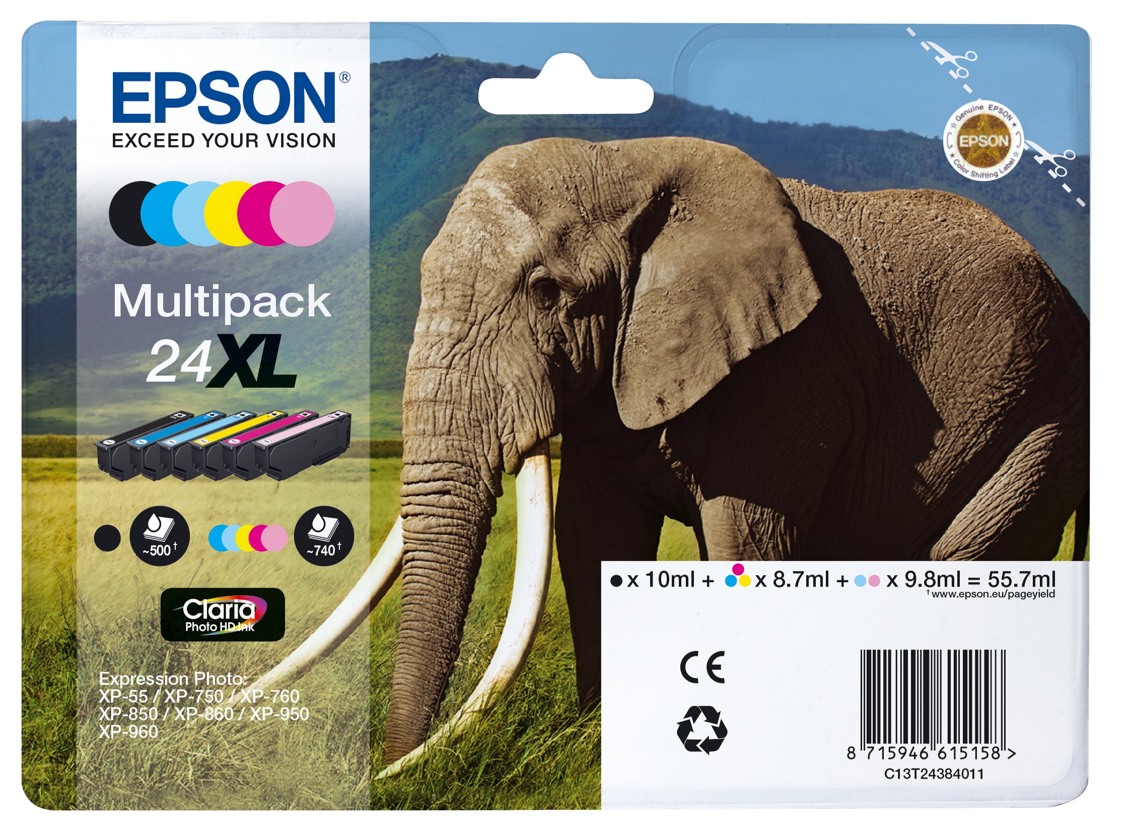 Epson T24 Multipack XL – 6 Farben, Claria Photo HD