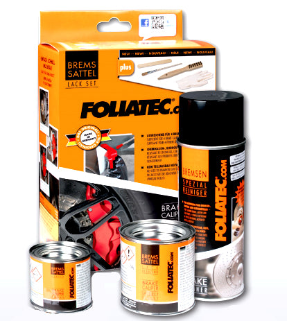 FOLIATEC Bremssattel-Lack Set – Schwarz, glänzend – 2K-Lacksystem, inkl. Reiniger & Werkzeug – für Bremssättel