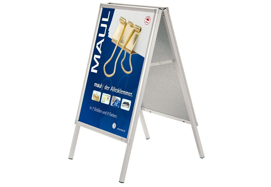 MAULpublic Kundenstopper – für A1 – wetterfest – Silber – Aluminium – 640×1130×740 mm