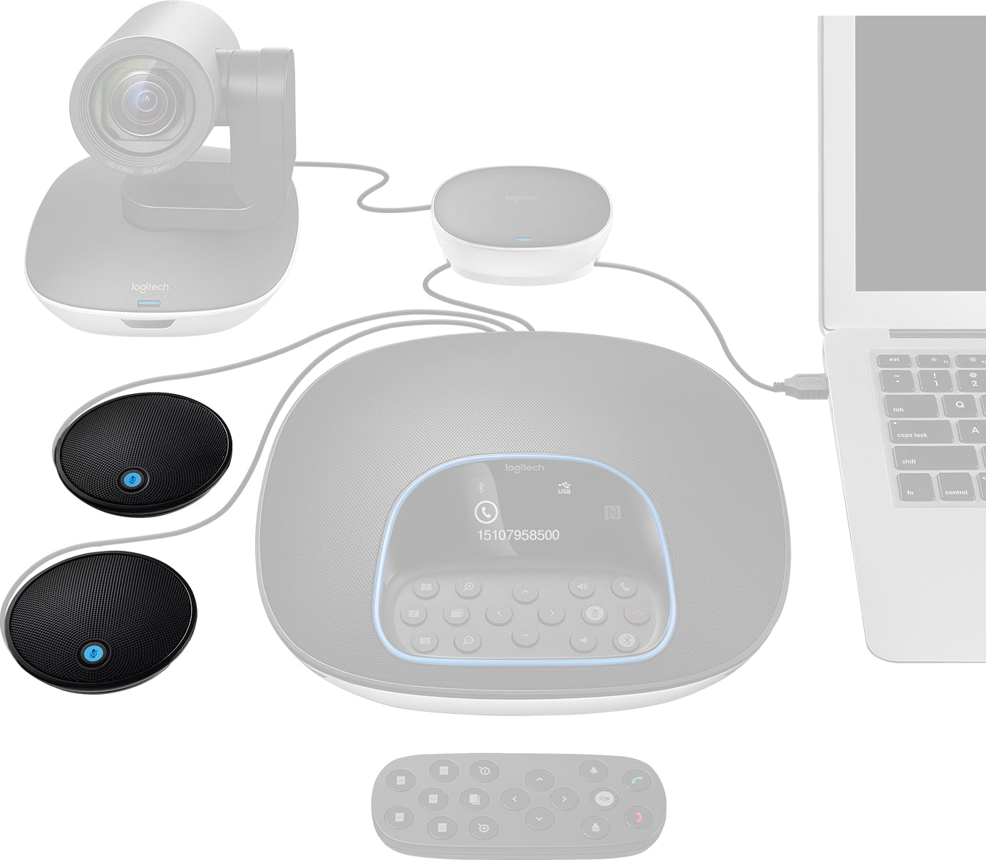 Logitech 989-000171 Erweiterungsmikrofon 2er-Set – Bluetooth/3,5-mm-Klinke, für Logitech Group