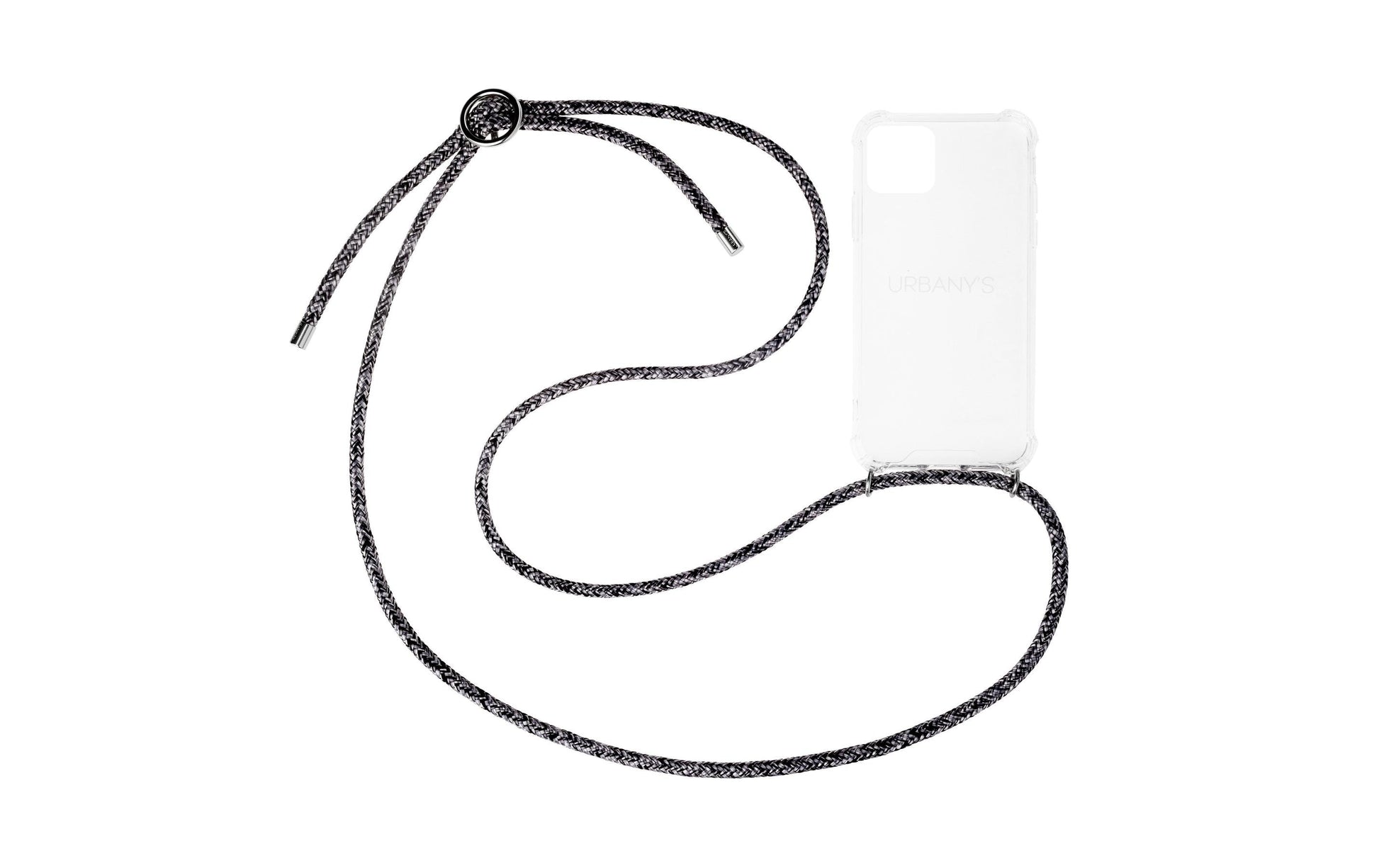 Urbany's Necklace-Hülle – für Apple iPhone 15 Plus – Flashy Silver – mit Kordel