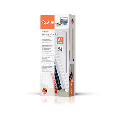 Peach CombBind Plastikbinderücken – A4 – Ø 10 mm – 21 Ringe – bis 65 Blatt, Schwarz – 100 Stk.