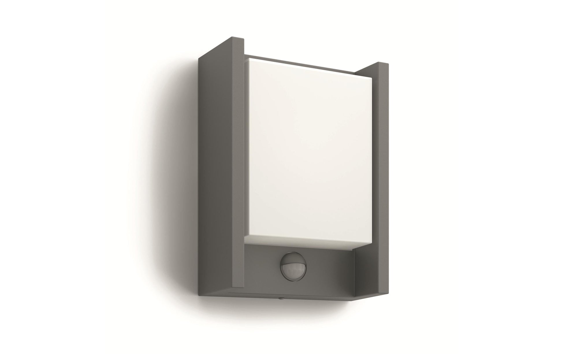 Philips by Signify Philips Aussenwandleuchte – Warmweiss, 2700 K, IP44, Netzbetrieb, mit Bewegungsmelder, Anthrazit, Edelstahl