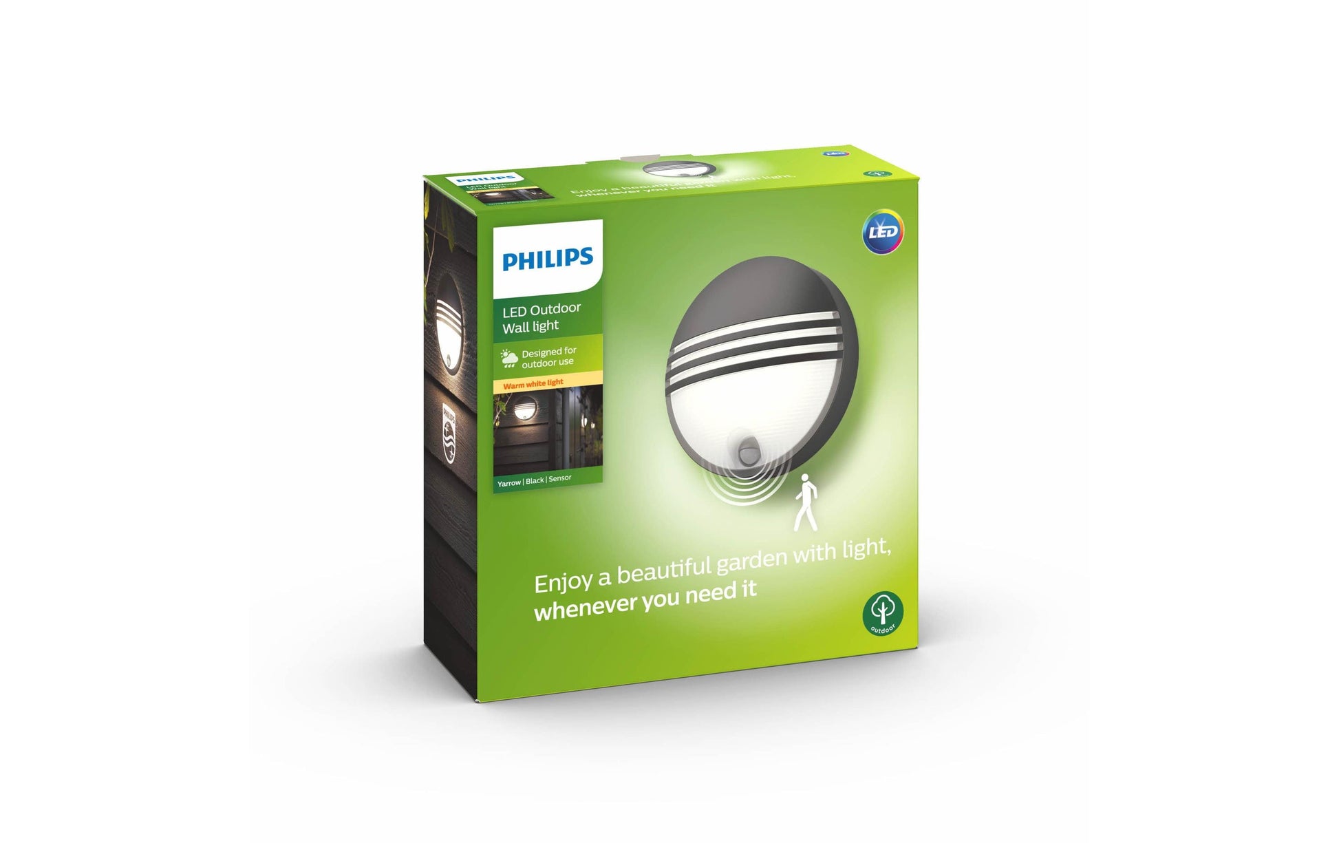 Philips by Signify Philips Aussenwandleuchte – Warmweiss, 2700 K – IP44 – Netzbetrieb – mit Bewegungsmelder – Schwarz – Harz