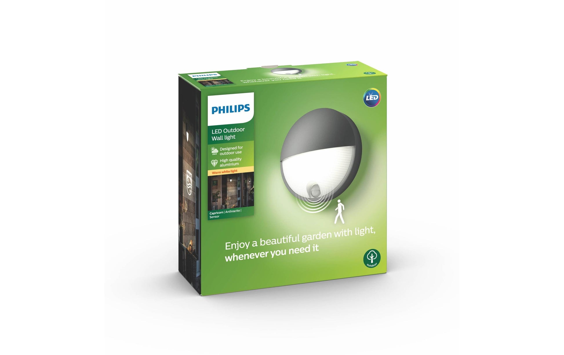 Philips by Signify Philips Aussenwandleuchte – 2700 K – IP44 – Netzbetrieb – mit Bewegungsmelder – Anthrazit, Aluminium