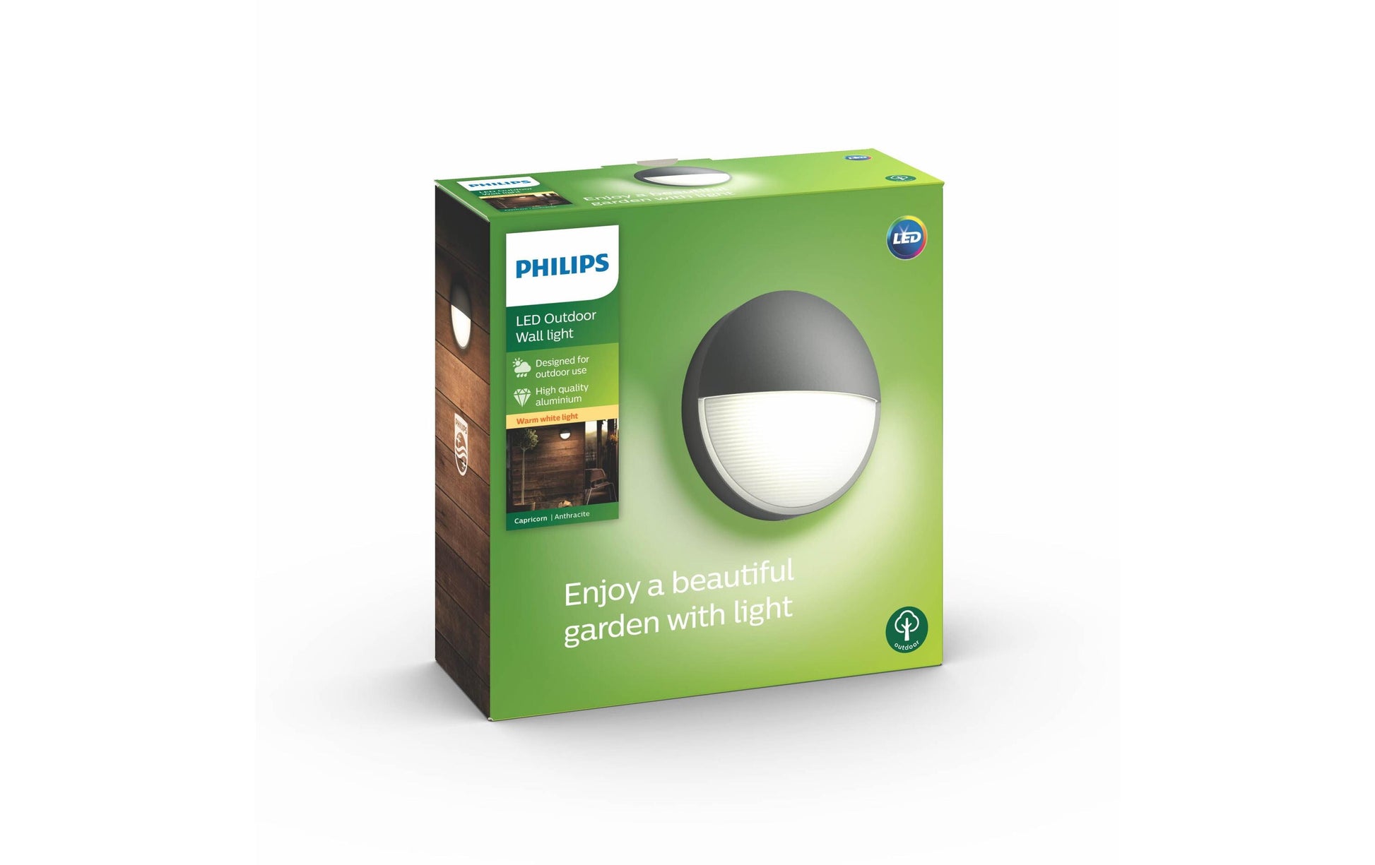 Philips by Signify Philips Aussenwandleuchte – 10×11 cm, 600 lm, 6 W, Warmweiss, 2700 K, IP44, Netzbetrieb, Anthrazit, Kunststoff