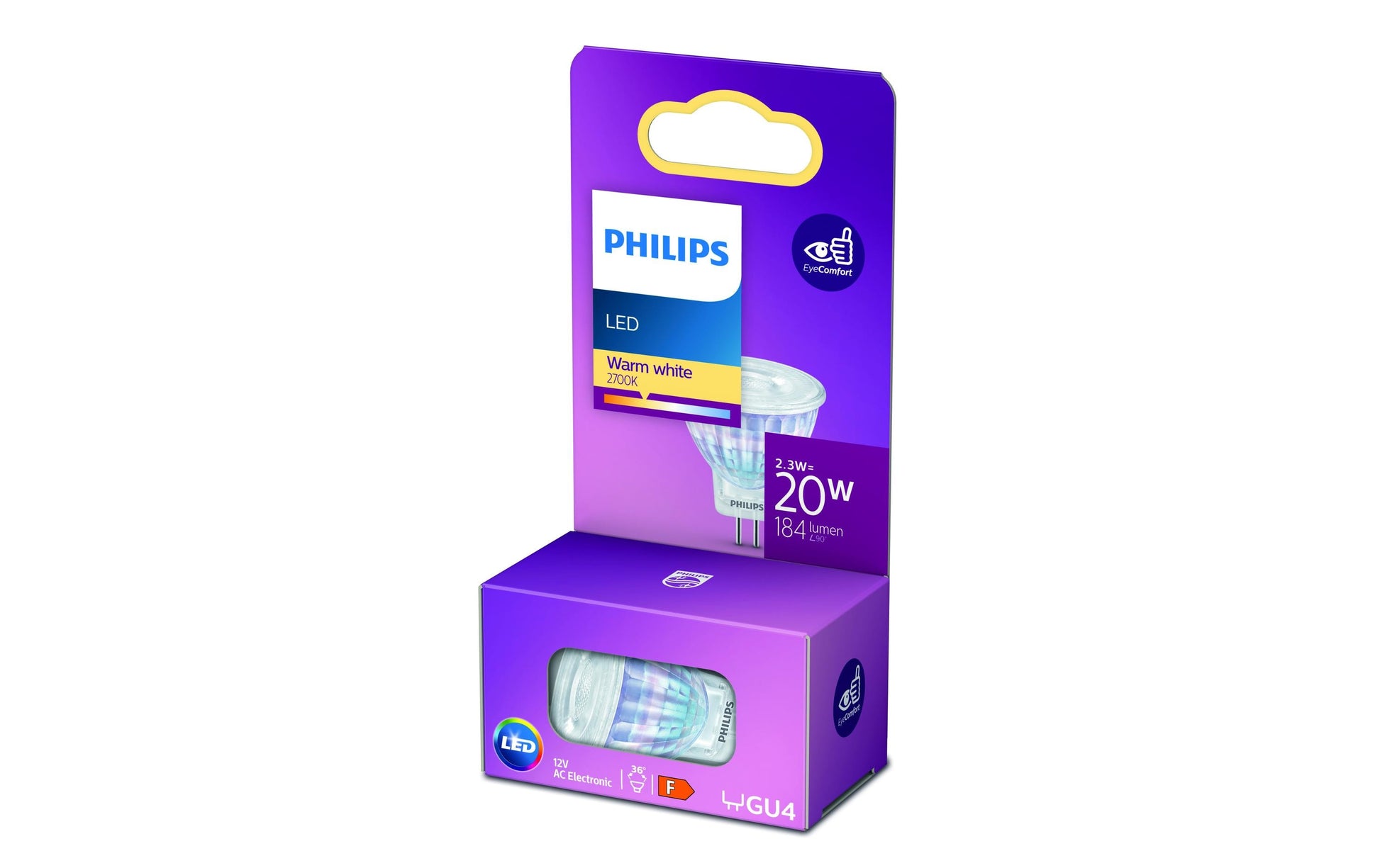Philips by Signify Philips LED-Leuchtmittel GU4 MR11 – Warmweiss 2700 K, 184 lm, 2,3 W – 1 Stk.