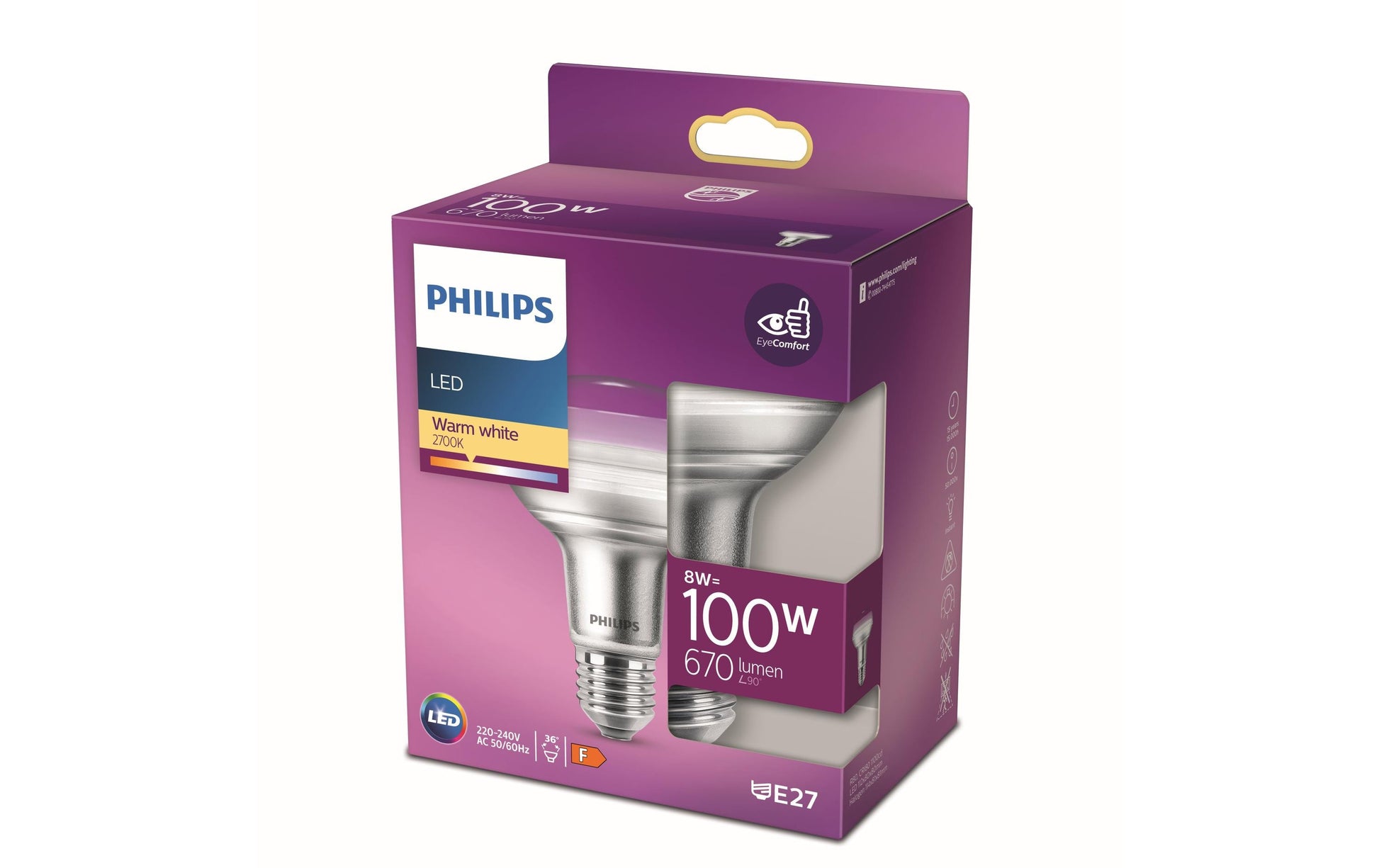 Philips by Signify Philips Leuchtmittel E27 – 670 lm, 2700 K, 36° – Silber