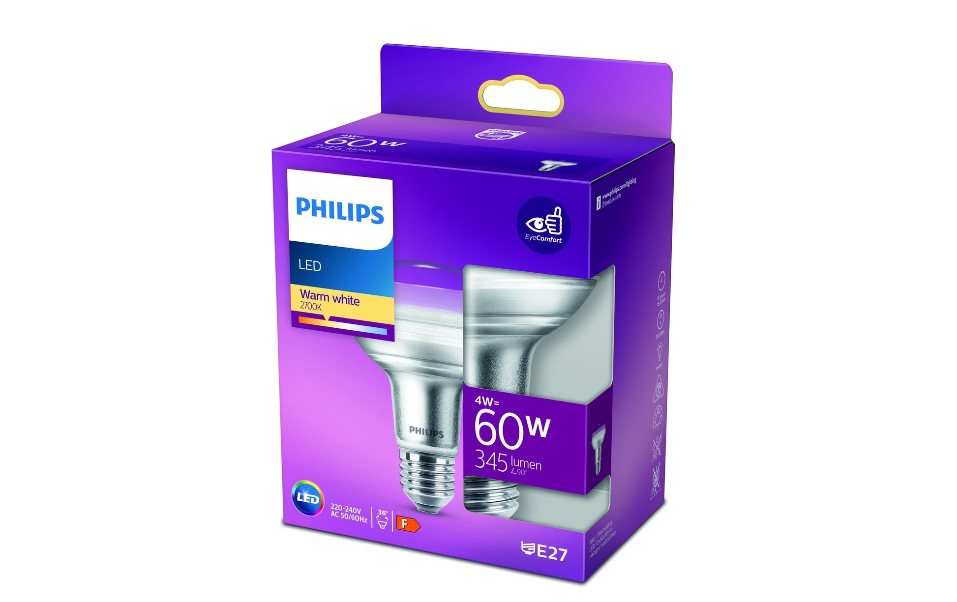 Philips by Signify Philips Leuchtmittel E27 R80 – 345 lm, 4 W, Warmweiss 2700 K – 36°, 1 Stk., Klar