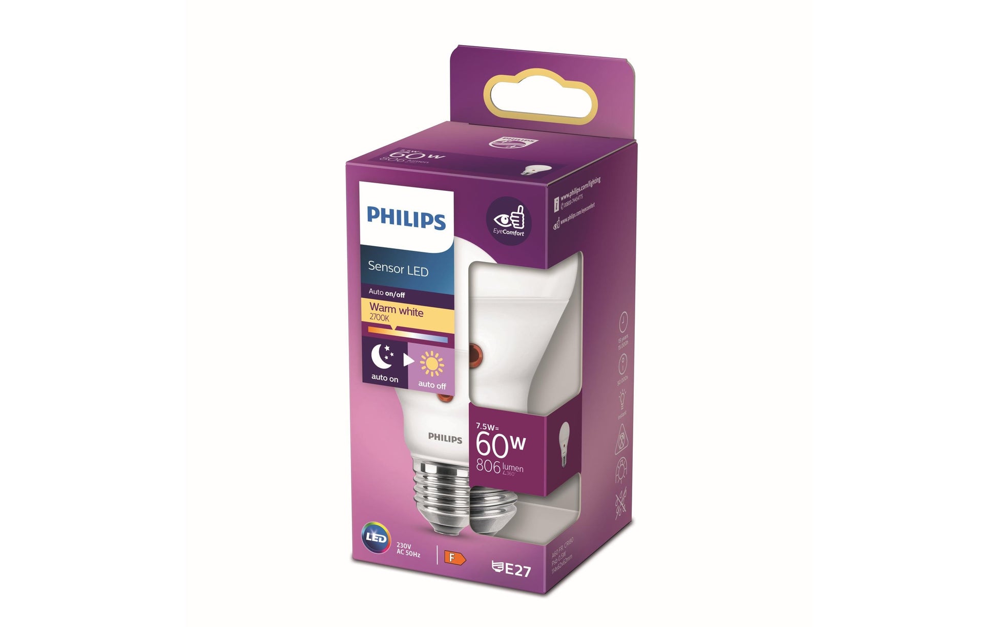 Philips by Signify Philips LED-Leuchtmittel E27 A-Form – Warmweiss 2700 K, 806 lm, 7,5 W – 1 Stk.