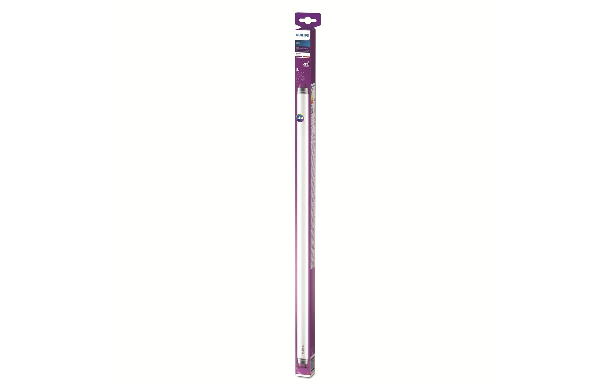 Philips by Signify Philips Leuchtmittel T8 603 mm G13 – Warmweiss 3000 K, 750 lm, 8 W – 1 Stk., Glas