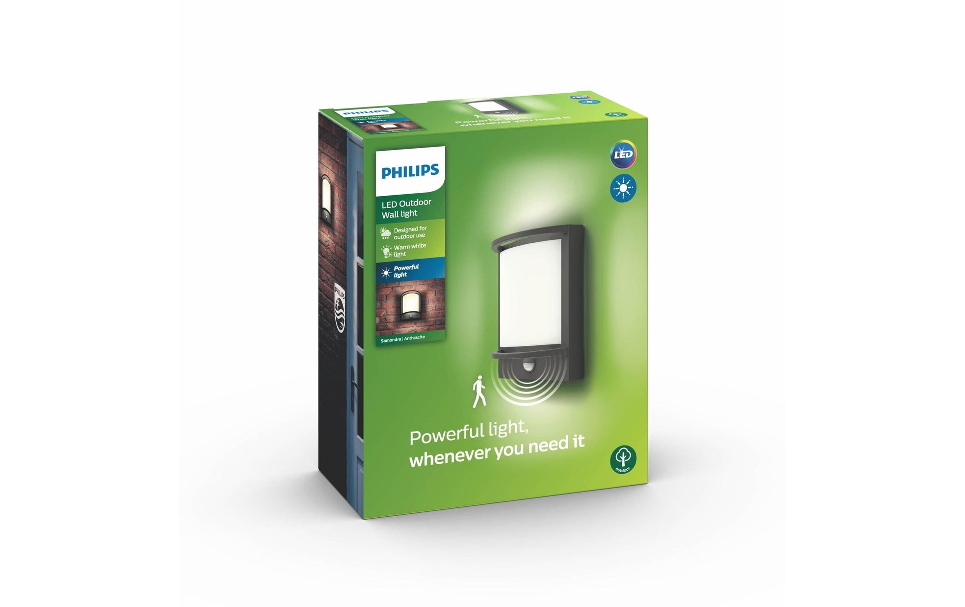 Philips by Signify Philips Aussenwandleuchte – Warmweiss, 2700 K – IP44 – Netzbetrieb – mit Bewegungsmelder – Grau – Aluminium