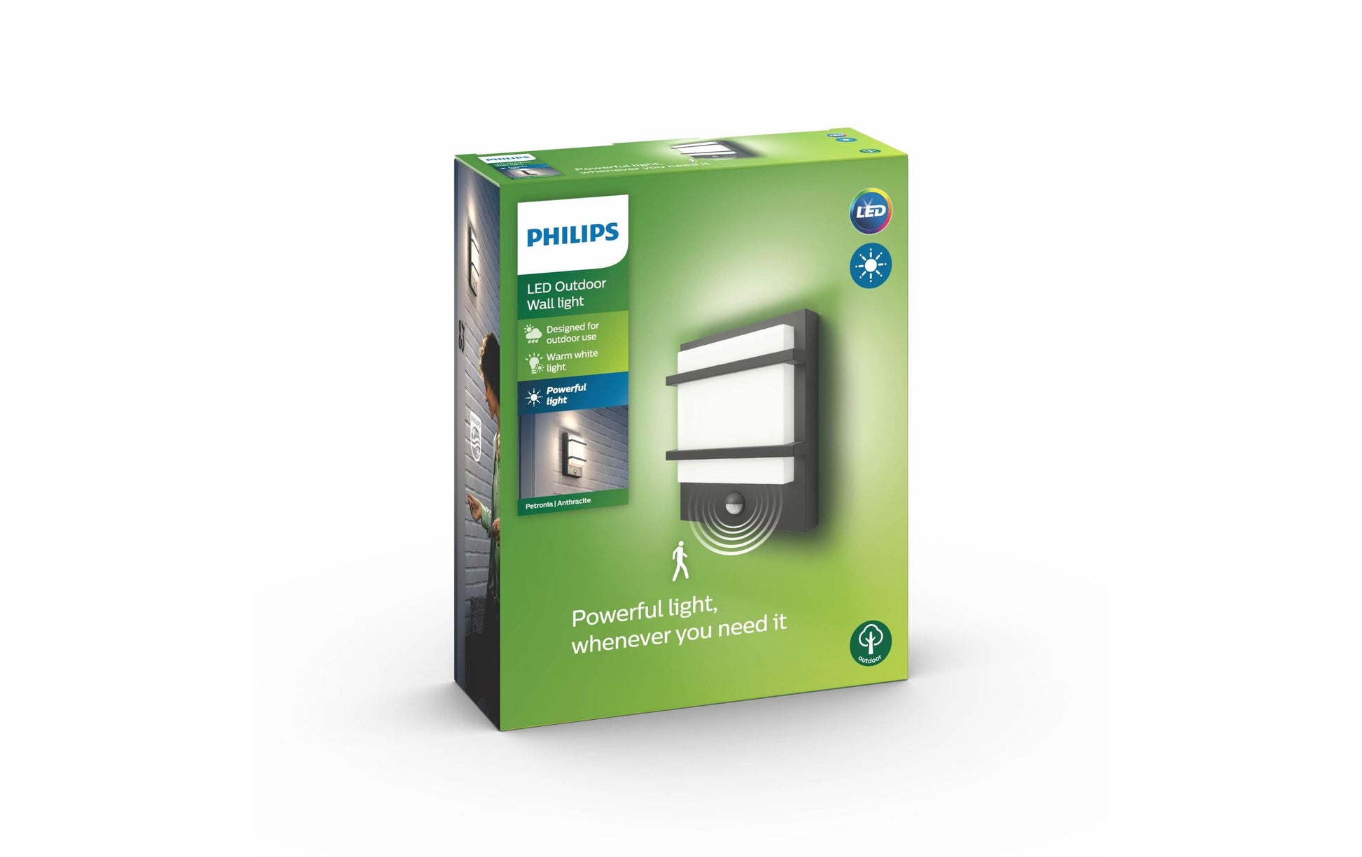 Philips by Signify Philips Aussenwandleuchte – 2700 K – IP44 – Netzbetrieb – mit Bewegungsmelder – Anthrazit, Aluminium