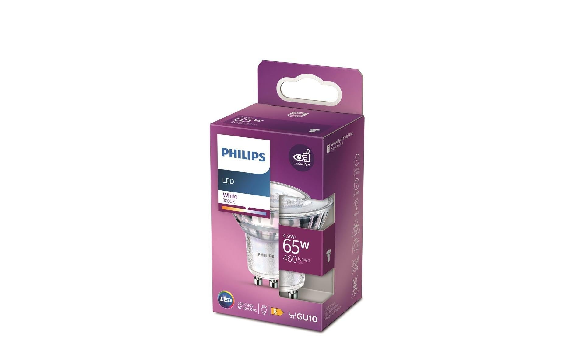 Philips by Signify Philips LED-Leuchtmittel GU10 Reflektor – 460 lm, 4,7 W, Warmweiss 3000 K, 36° – 1 Stk.