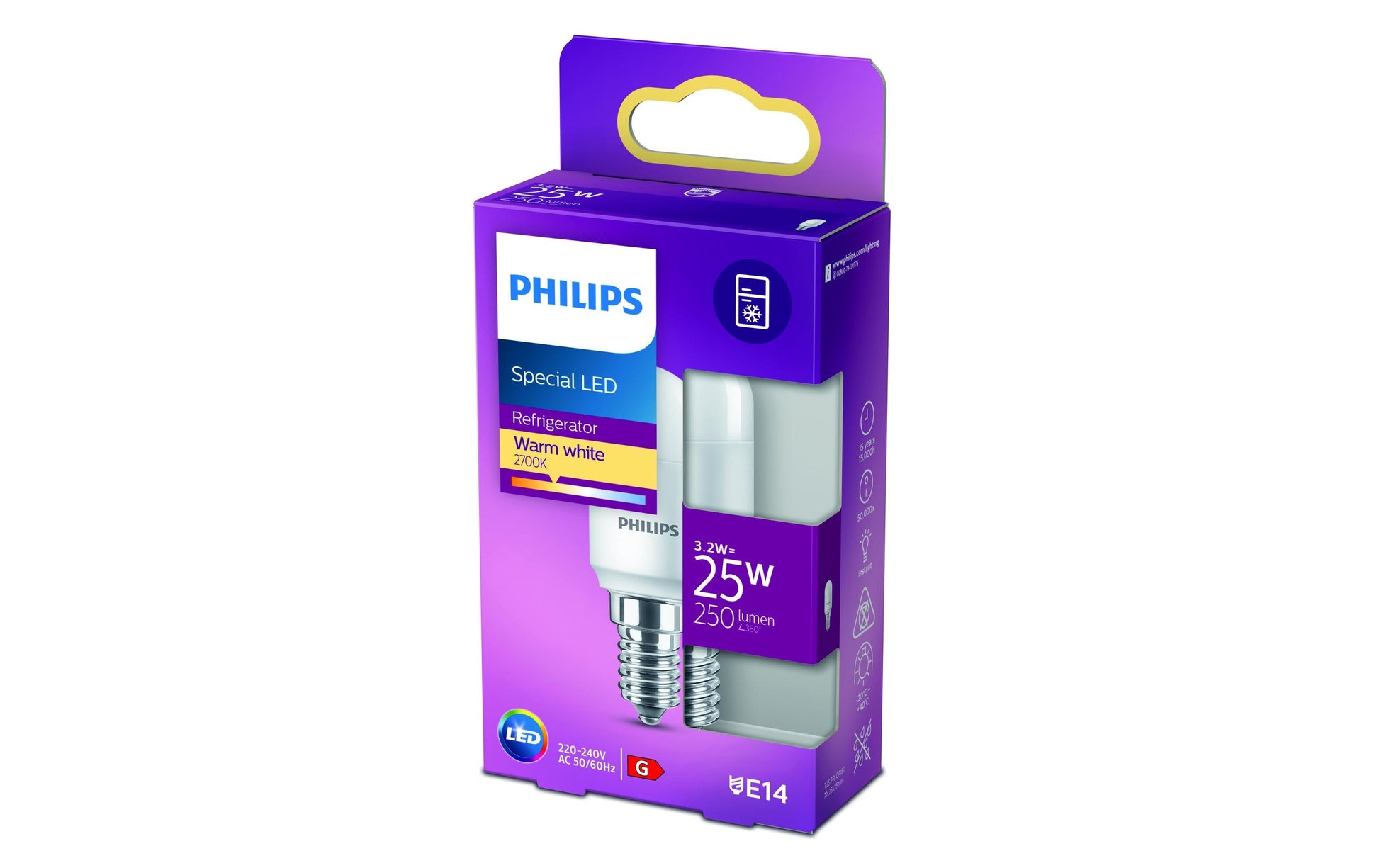 Philips by Signify Philips LED-Leuchtmittel E14 T25 – Warmweiss 2700 K, 250 lm, 3,2 W – Matt, Glas – 1 Stk.