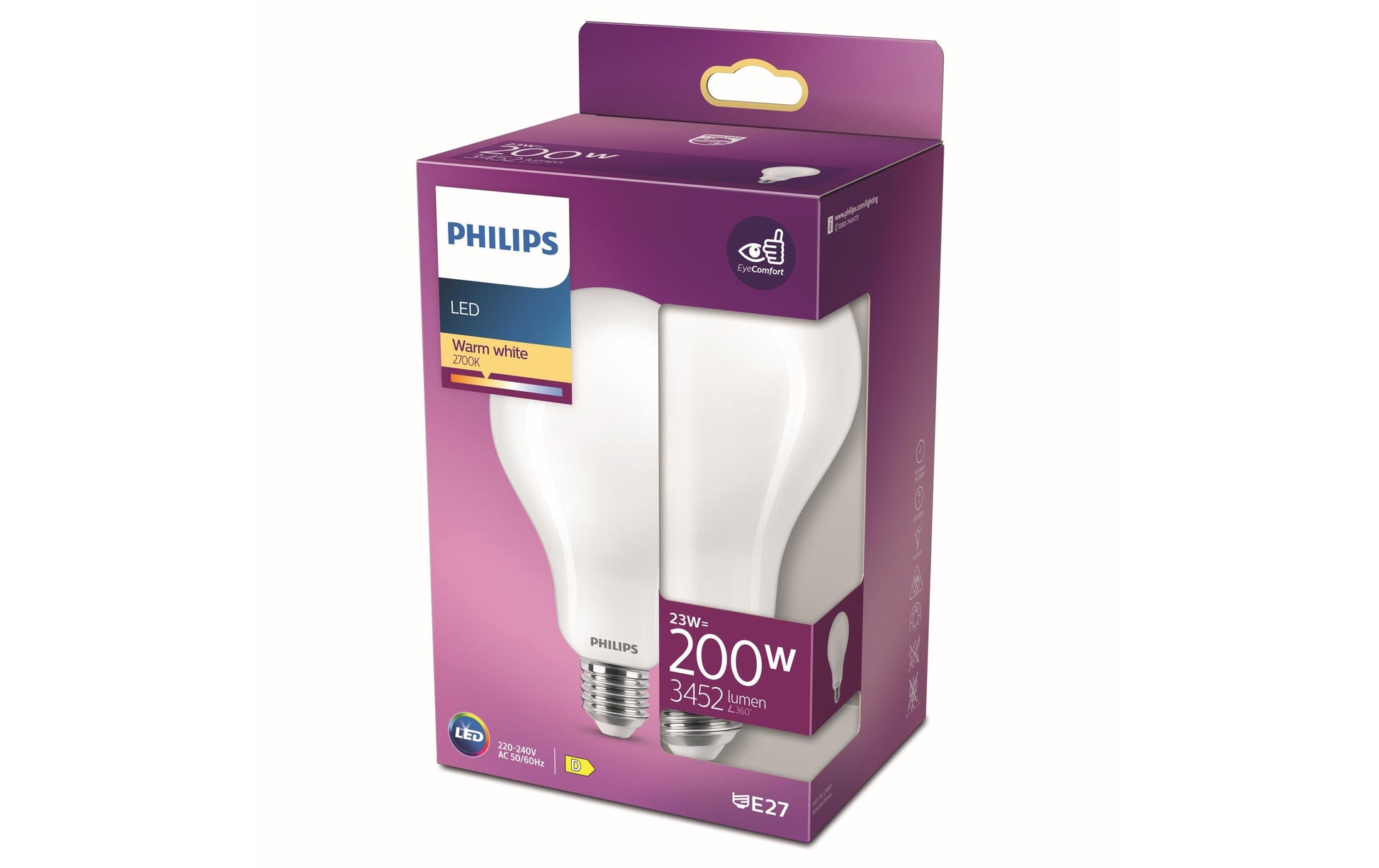 Philips by Signify Philips LED-Leuchtmittel E27 A-Form – 3450 lm, 23 W, Warmweiss 2700 K – 1 Stk., Matt, Glas