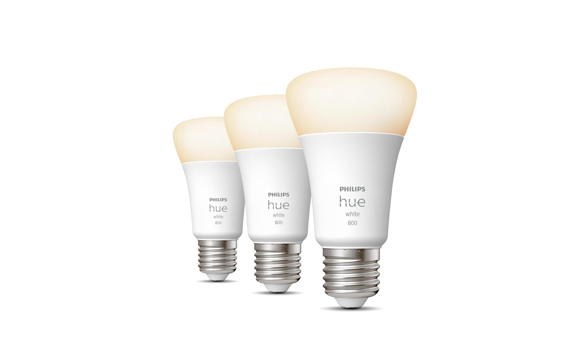 Philips by Signify Philips Hue Smart-Leuchtmittel E27 A60 – Warmweiss 2700 K, 800 lm, 9 W, Bluetooth, Zigbee – IP20 – 3 Stk.