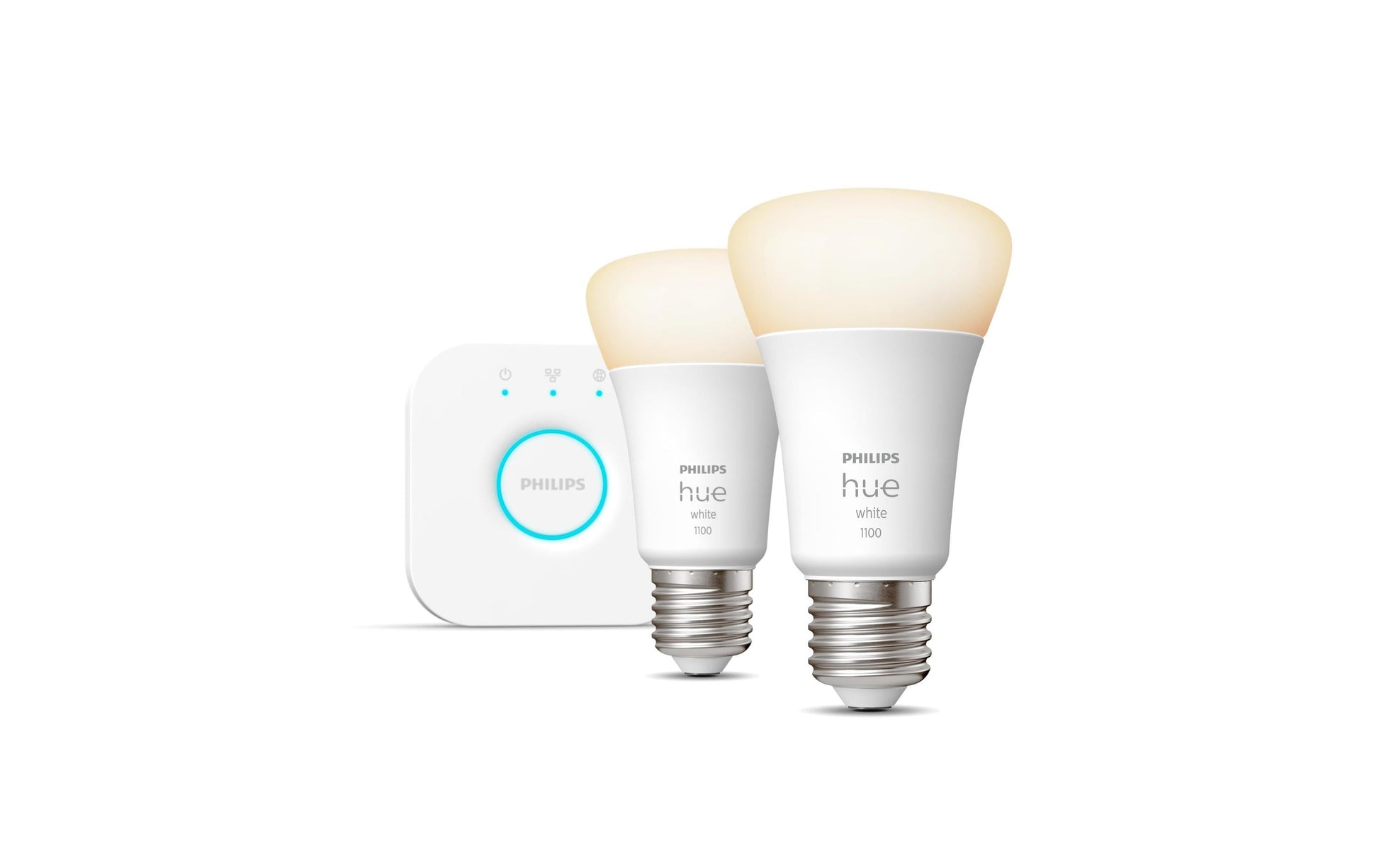 Philips by Signify Philips Hue Smart-Leuchtmittel E27 Weiss – 1055 lm, 2700 K, App-Steuerung, dimmbar – 2er-Pack