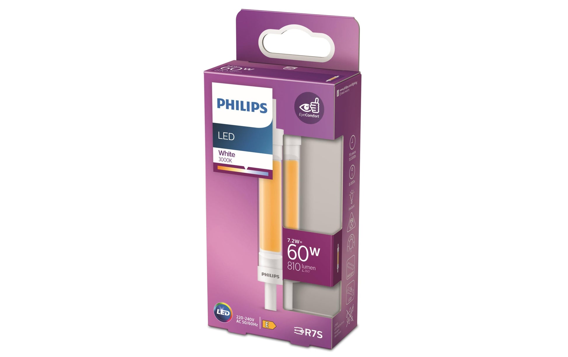 Philips by Signify Philips LED-Leuchtmittel R7s, 118 mm – 810 lm, 7,2 W, Warmweiss 3000 K – 1 Stk.