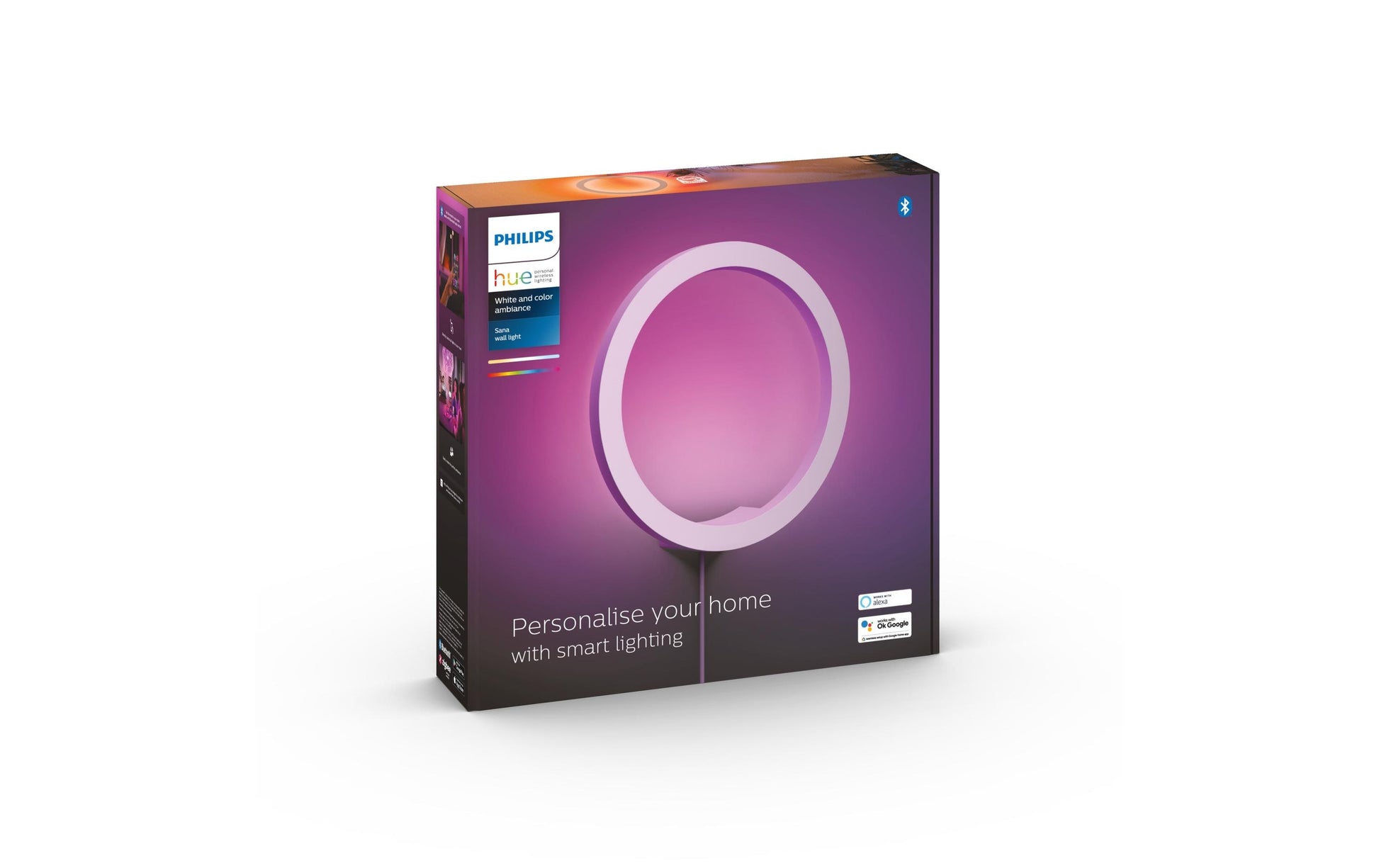 Philips by Signify Philips Hue Wandleuchte Sana – 1400 lm, 20 W, 2000–6500 K, dimmbar, weiss
