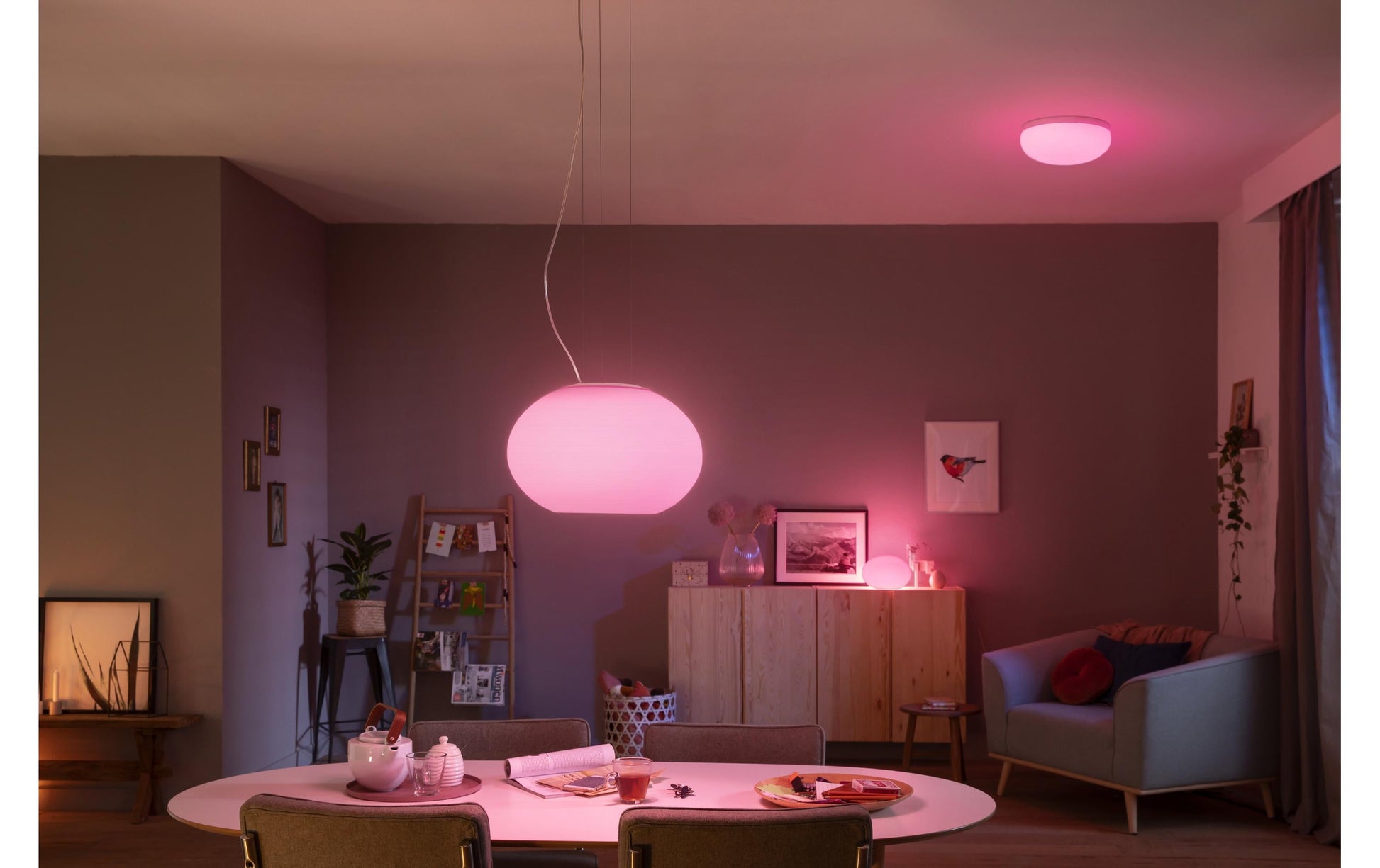 Philips by Signify Philips Hue Deckenleuchte Flourish – 40,1 × 40,1 cm, 2750 lm, 39,5 W, 2000–6500 K, dimmbar, weiss