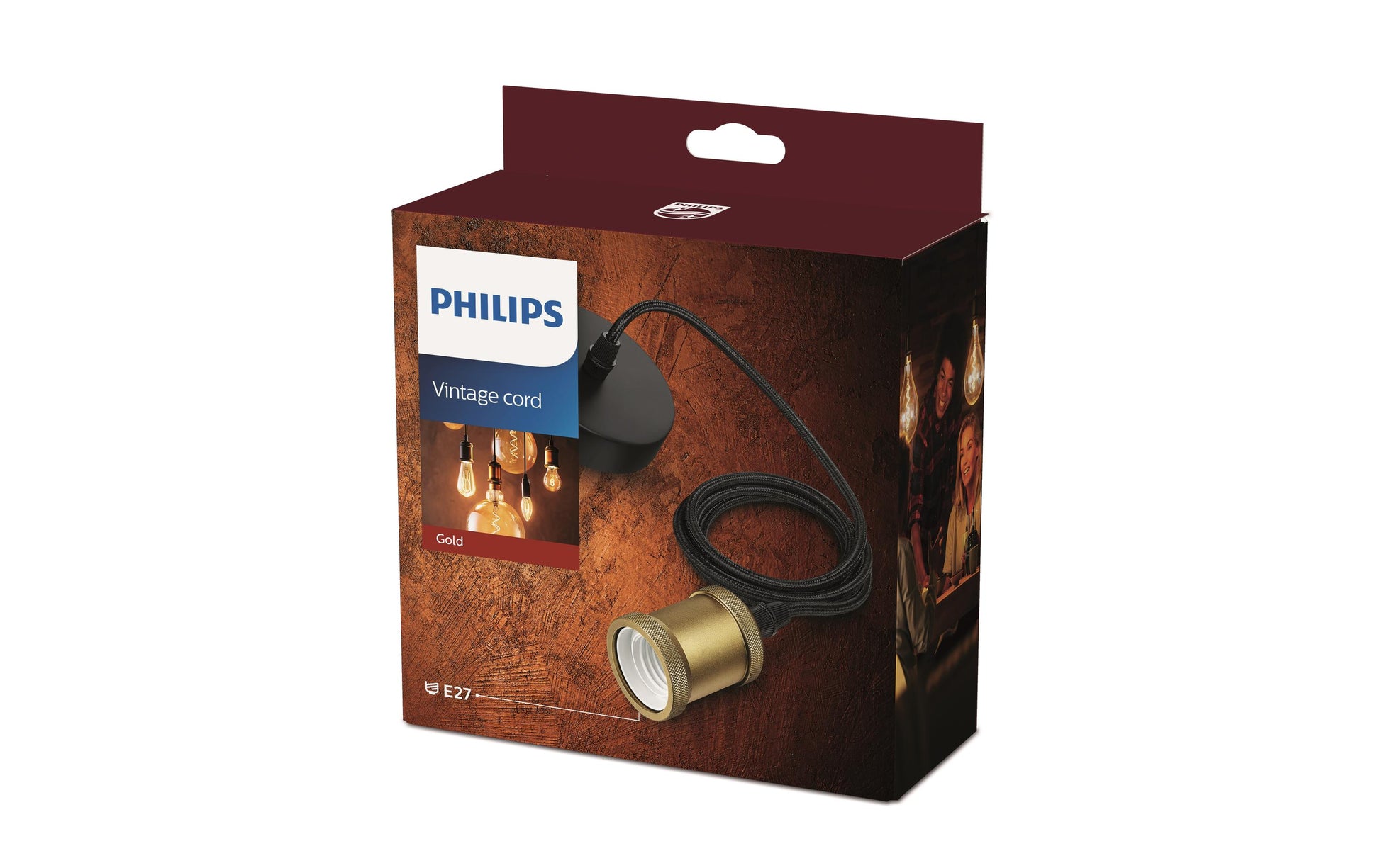 Philips by Signify Philips Schnurpendel – E27, 40 W, nicht dimmbar – Gold