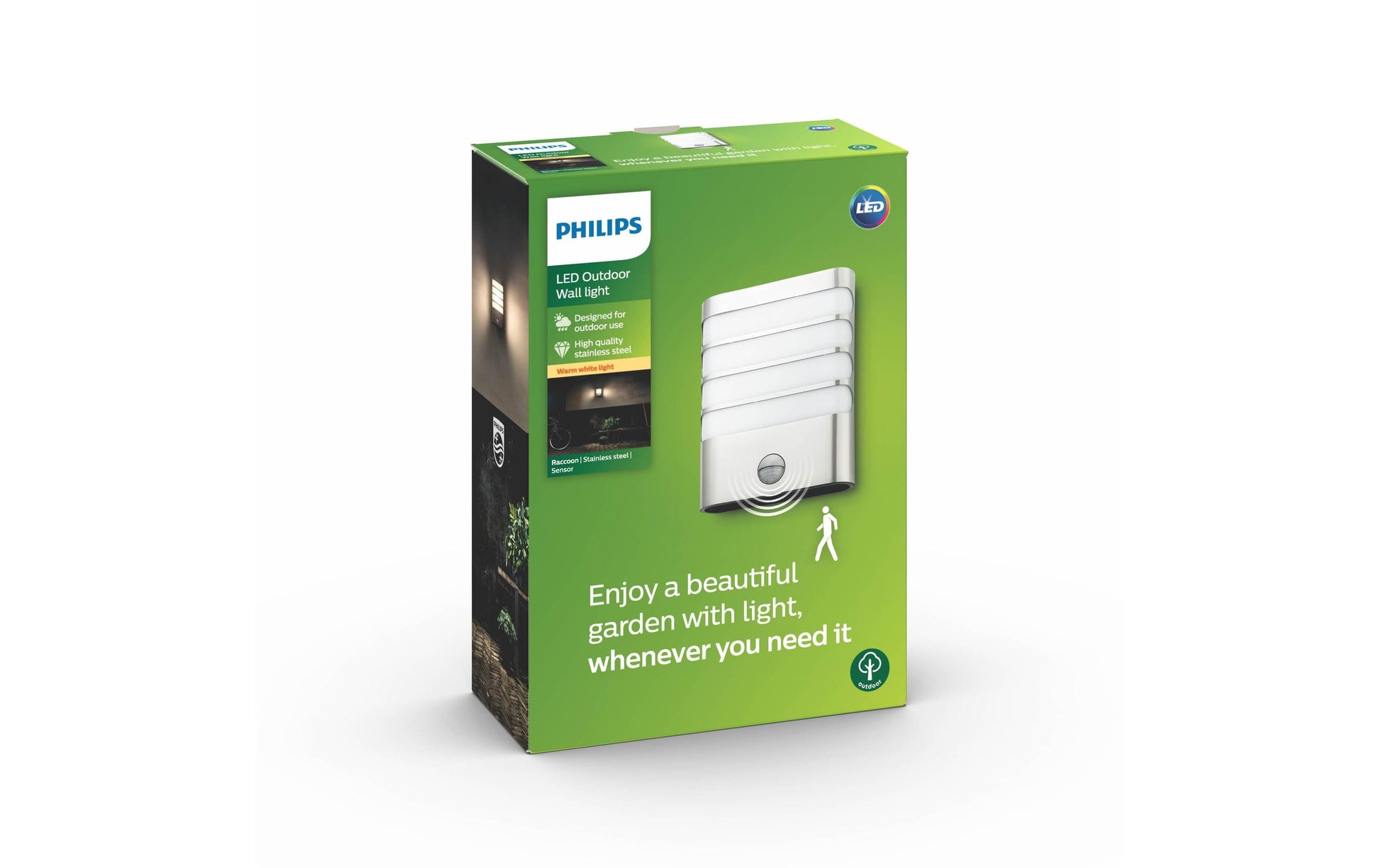 Philips by Signify Philips Aussenwandleuchte – 400 lm, 4 W, Warmweiss, IP44 – mit Bewegungsmelder
