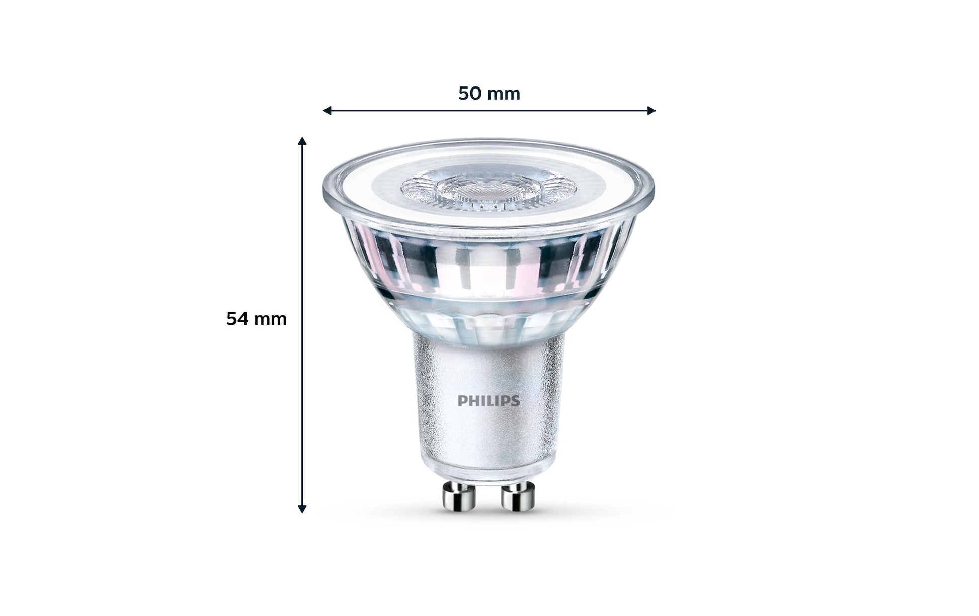 Philips by Signify Philips LED-Leuchtmittel Reflektor GU10 – Warmweiss 2700 K, 355 lm, 4,6 W, 36° – klar – LEDClassic – 2 Stk.