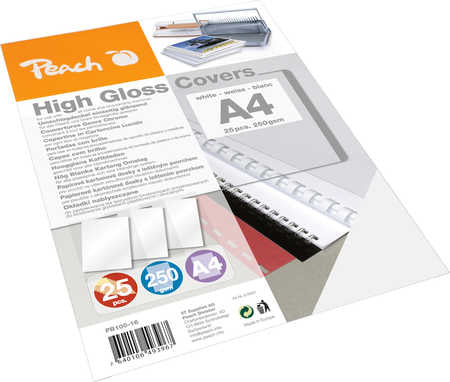 Peach Umschlagdeckel – A4 – 250 g/m², glänzend, weiss – 25 Stk.