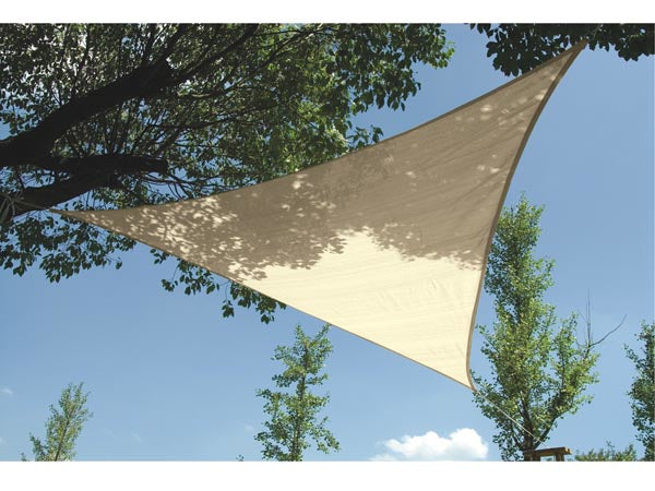 Perel Dreieckiges Sonnensegel – 500 × 500 × 500 cm, Beige, Polyethylen (PE), 180 g/m²