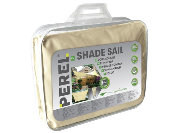 Perel Sonnensegel, 500 × 500 cm, wasserabweisend, 160 g/m² – Beige, Polyester