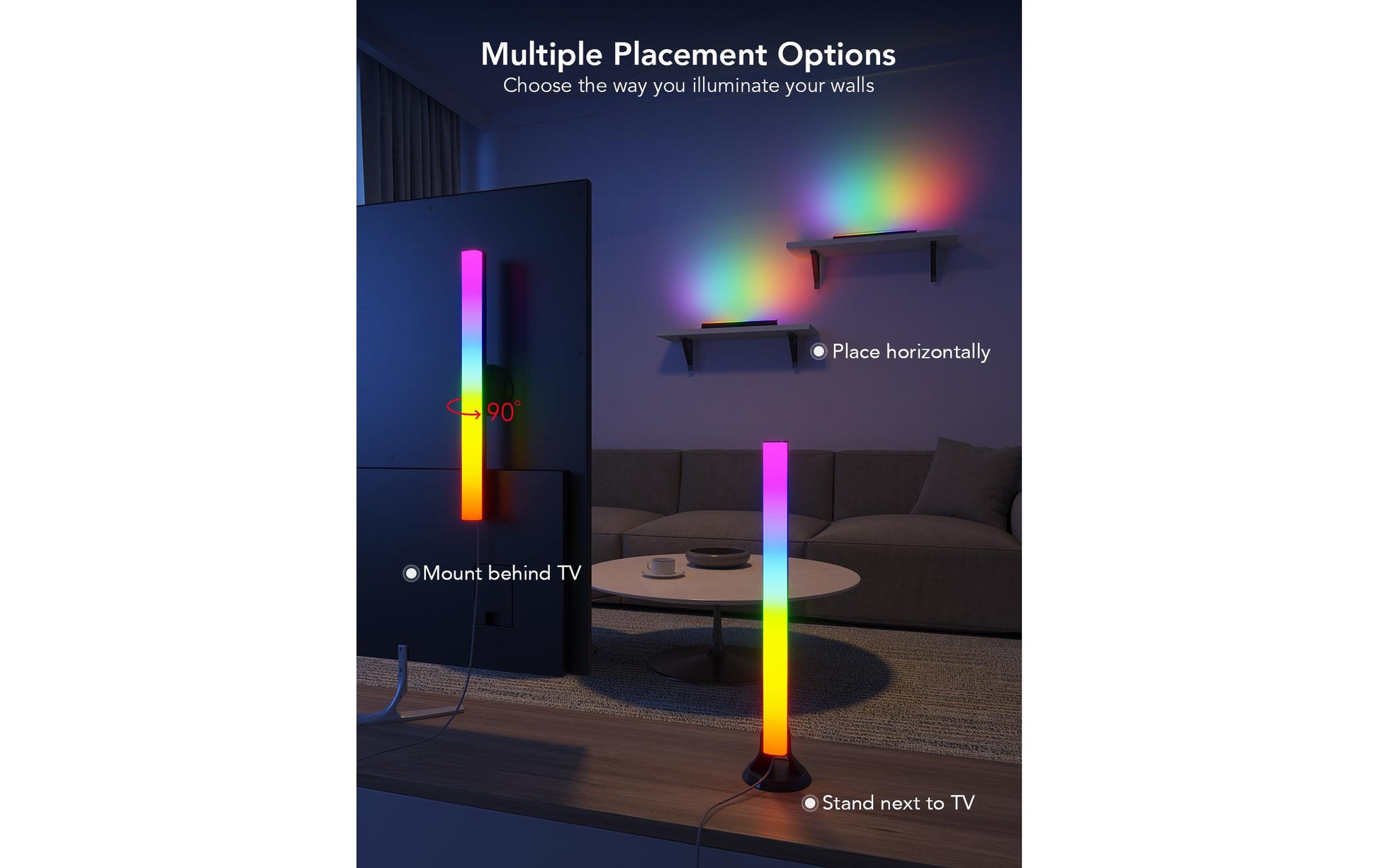 Govee Flow Plus H6046 TV-Backlight-Set – RGBIC, Wi‑Fi + Bluetooth – Schwarz